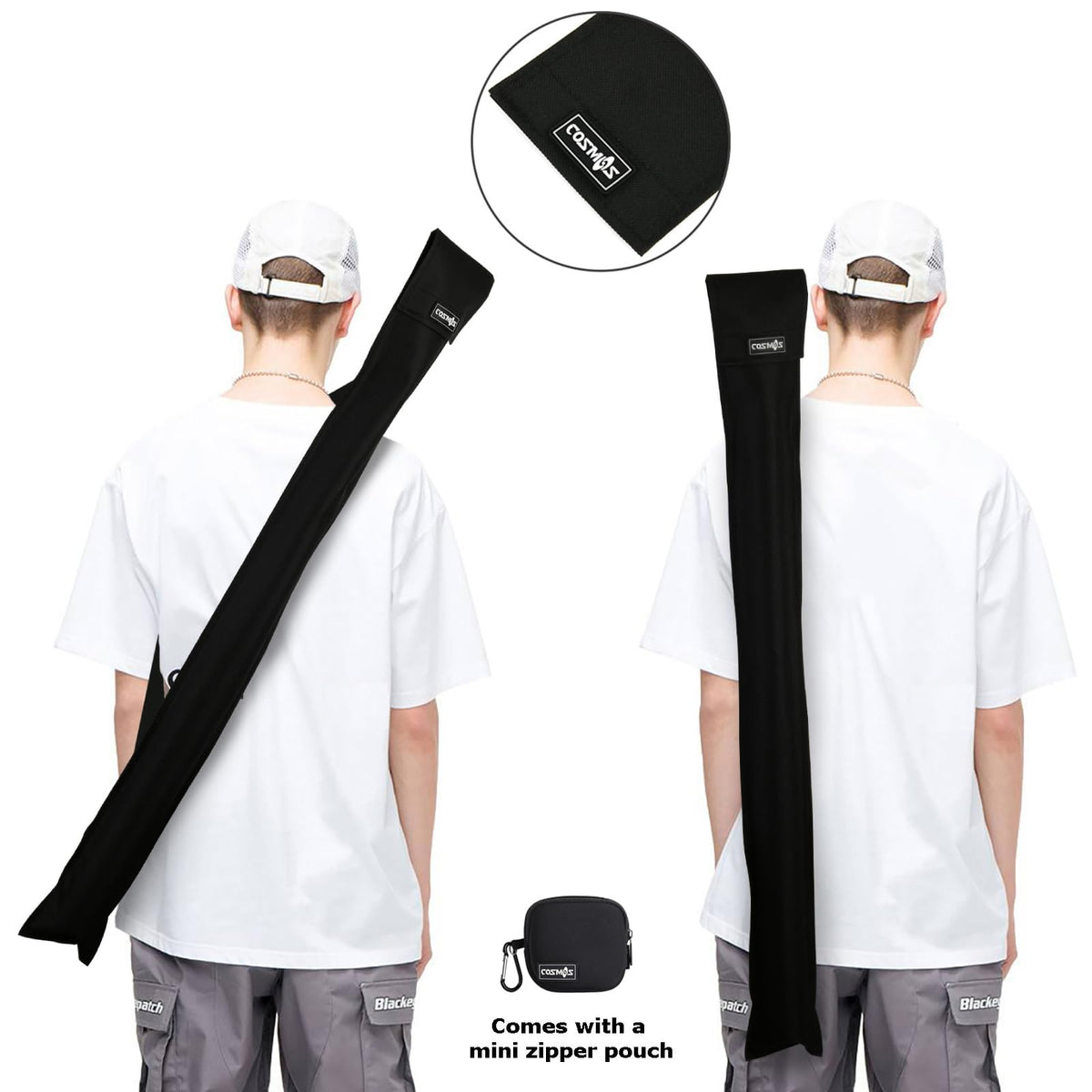 Cosmos Cue Stick Carrying Bag for 1/2 Billiard Stick Storage, 32 Inches Black Color, with Mini Zipper Storage Pouch