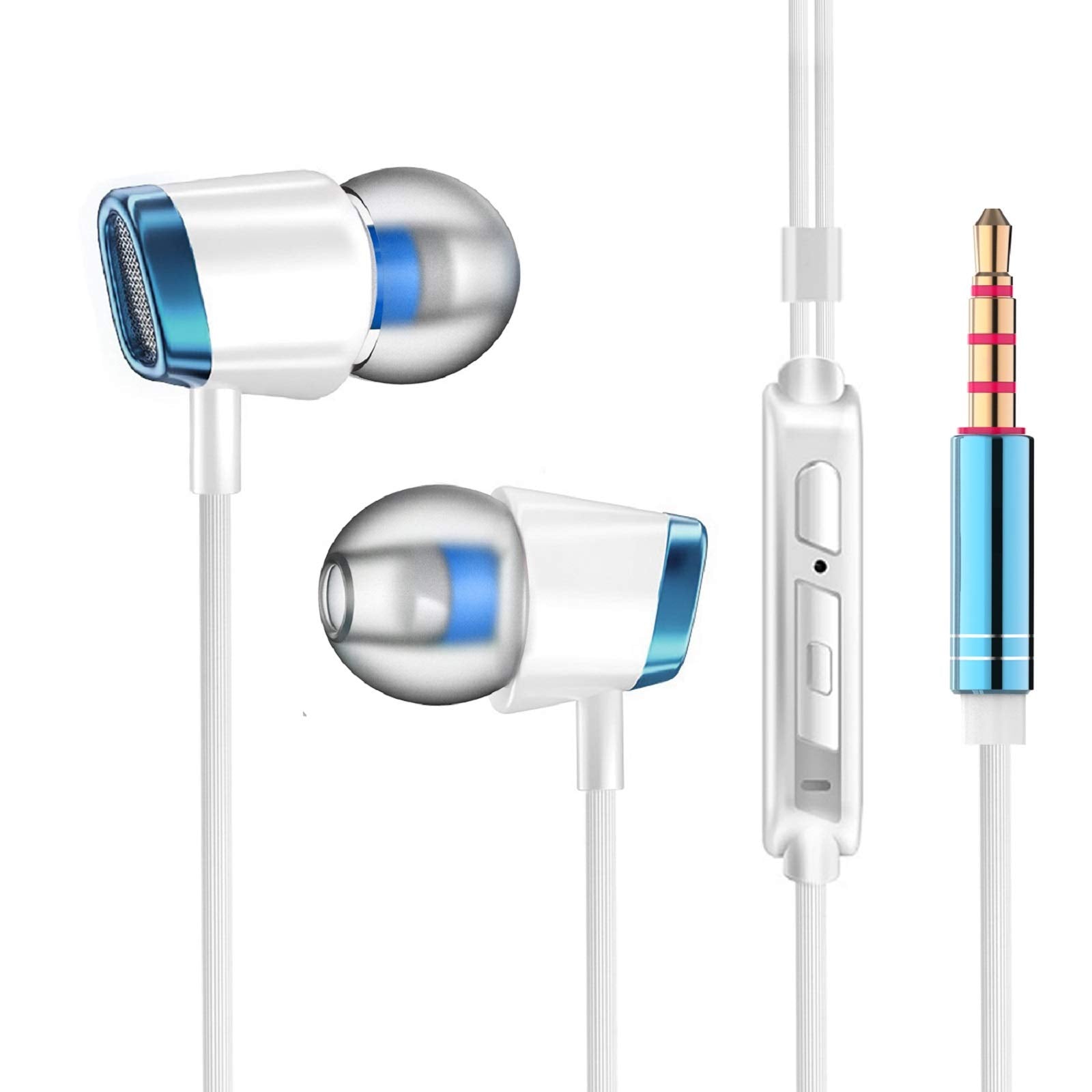 YNR 3 Pairs Wired Earbuds with Microphone & Volume Control, in Ear Earphones for School, Noise Islating, for 3.5mm Jack iPhone iPad iPod Samsung Google Devices (Mixed)