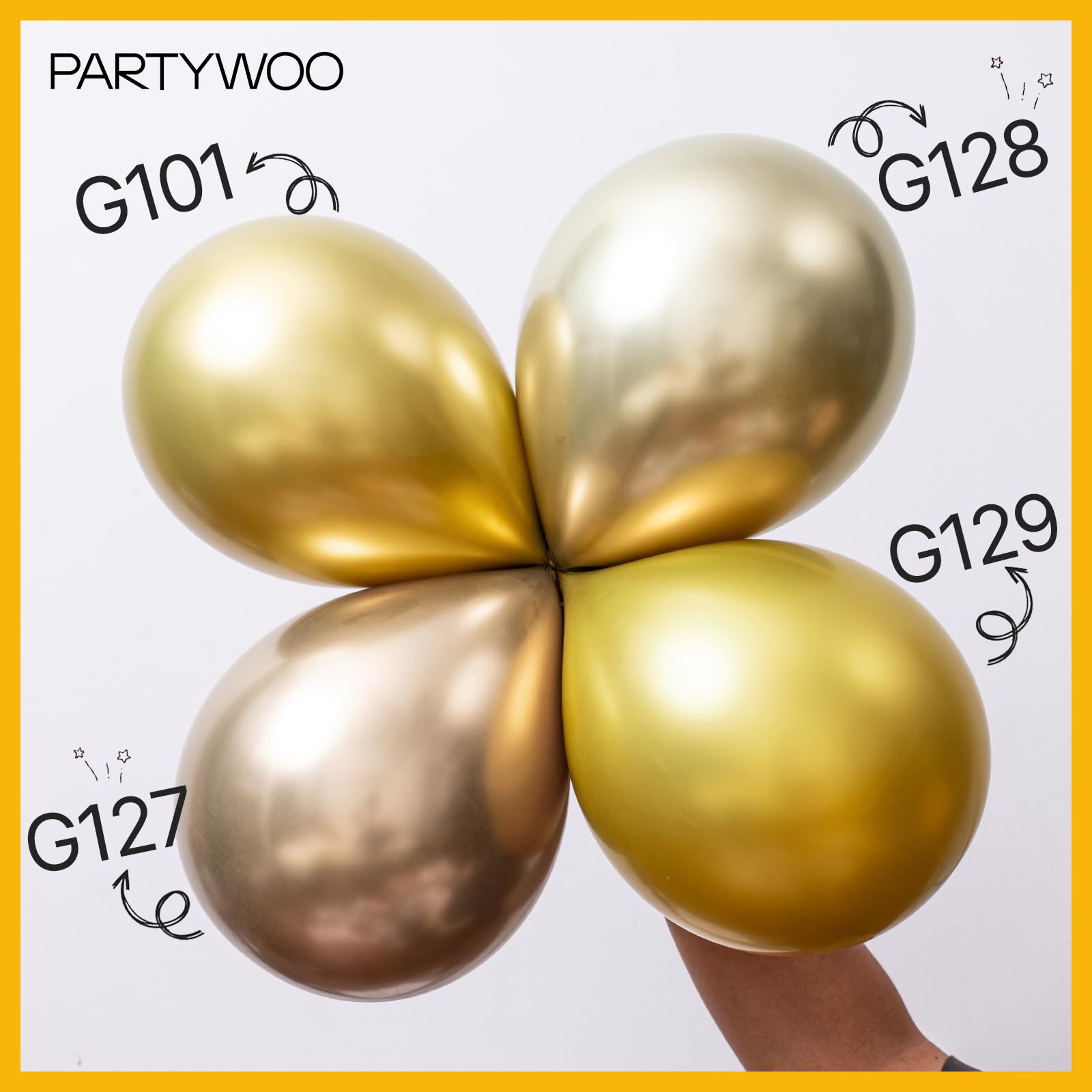 PartyWoo Metallic Gold Balloons 90 pcs Different Sizes Pack of 18 12 10 5 Inch, Chrome Gold Balloon Arch Kit Garland for Birthday Graduation Baby Shower Wedding Party Decorations Gold-G101