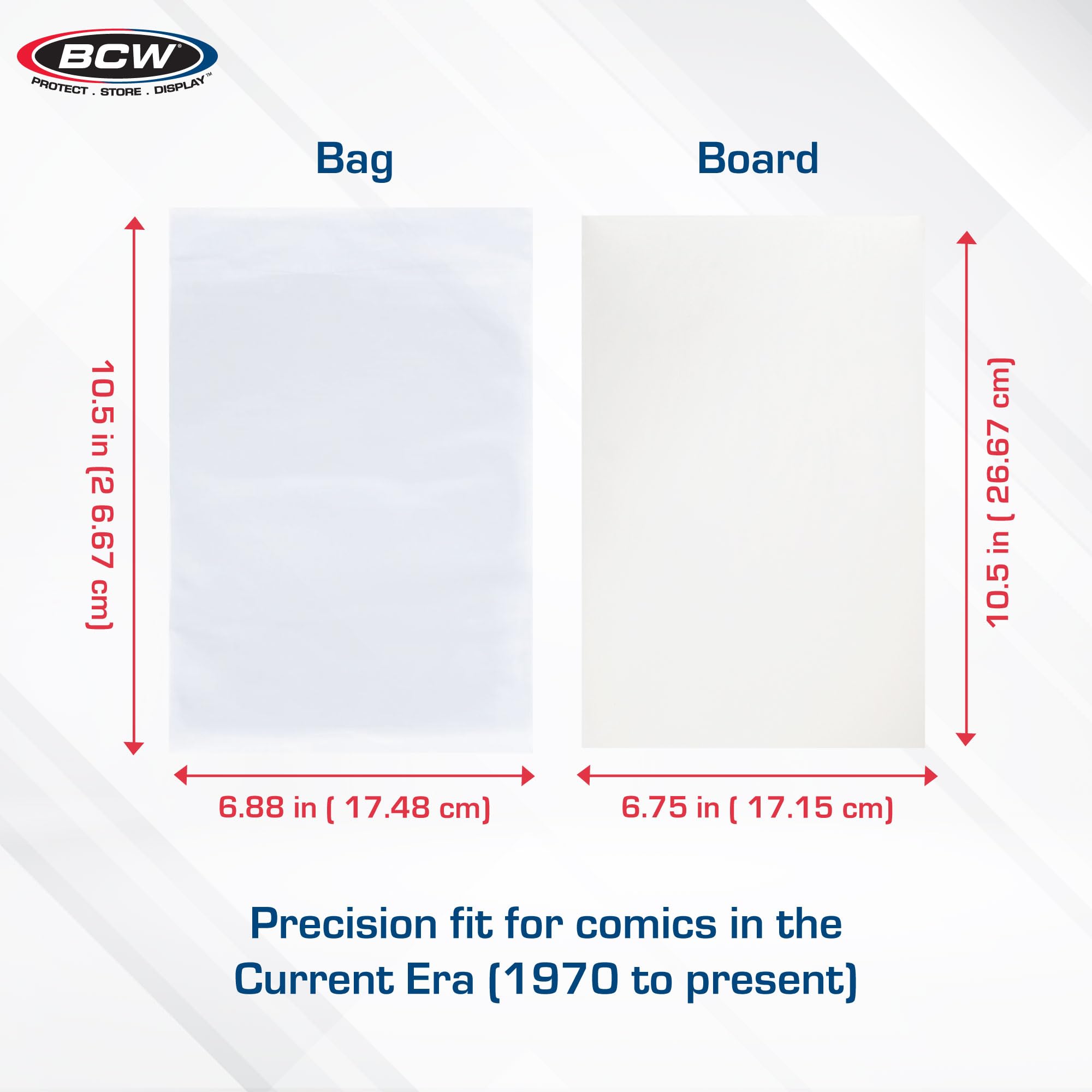 BCW Current Comic Boards and Bags Combo | 100 Polypropylene Comic Bags & Backer Boards | Acid-Free Archival Quality | Crystal Clear | Preserves Collectible Comics | Fits Standard Comic Storage Boxes
