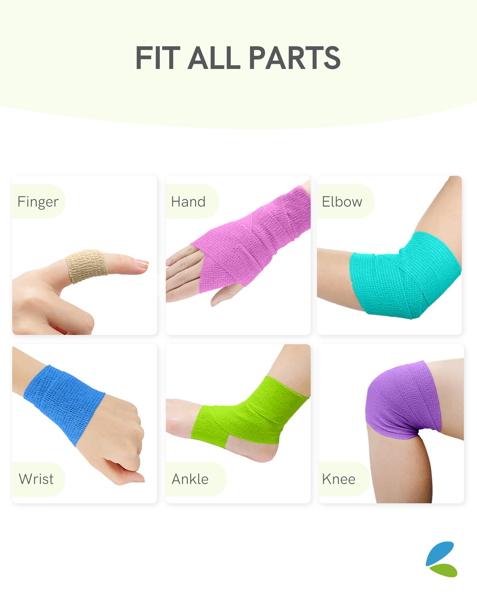 FriCARE Self Adhesive Bandage Wrap, Medical Tape in First Aid Kit Cohesive Bandage Wrap for Sport & Athletic, Breathable Vet Wrap for Wounds, FSA/HSA Eligible 2" X 5 Yards 6 Rolls Rainbow