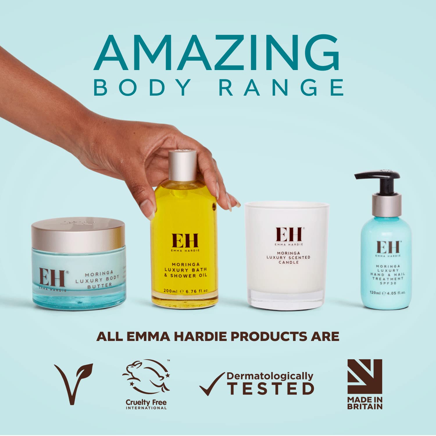 Emma Hardie Luxury Spa Skin Care Set, Travel Size Cleansing Balm, Body Oil, and Body Butter, Body Gift Set with Moringa, Almond Oil, Glycerin, Jojoba Oil, Shea Butter, and Grape Seed Oil