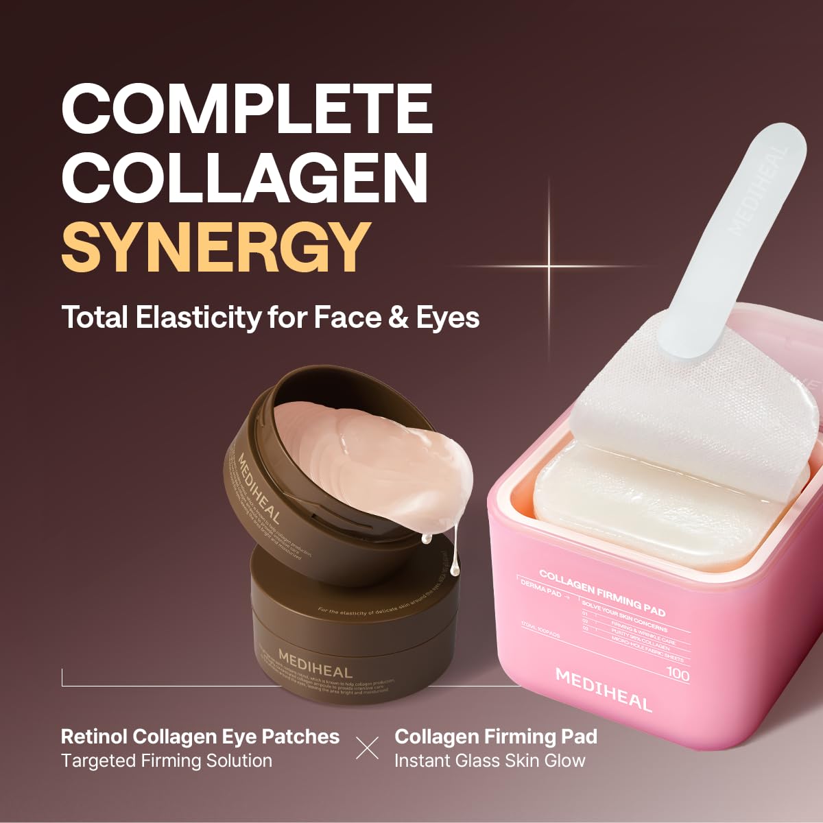 Mediheal Retinol Collagen Under Eye Patches - Korean Hydrogel Eye Pads (60 patches) with 95% Retinol & 5 Micro Collagen. Nourishing & Non Irritating Eye Gel Mask. Sealing Cap & Spatula Included.