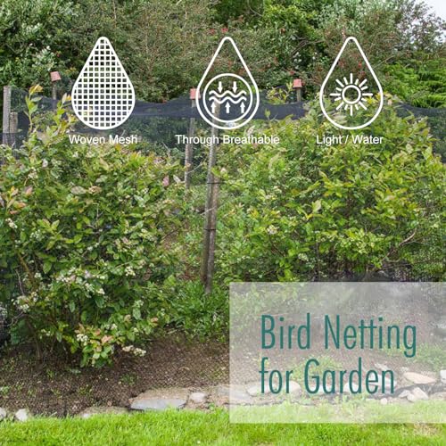 Bird Netting for Garden, Fetanten 7.5 x 65 FT Heavy Duty Garden Netting Mesh Pest Barrier with Ties and Staples for Vegetable, Fruit Trees, Blueberry Protection Against Birds, Deer, Poultry