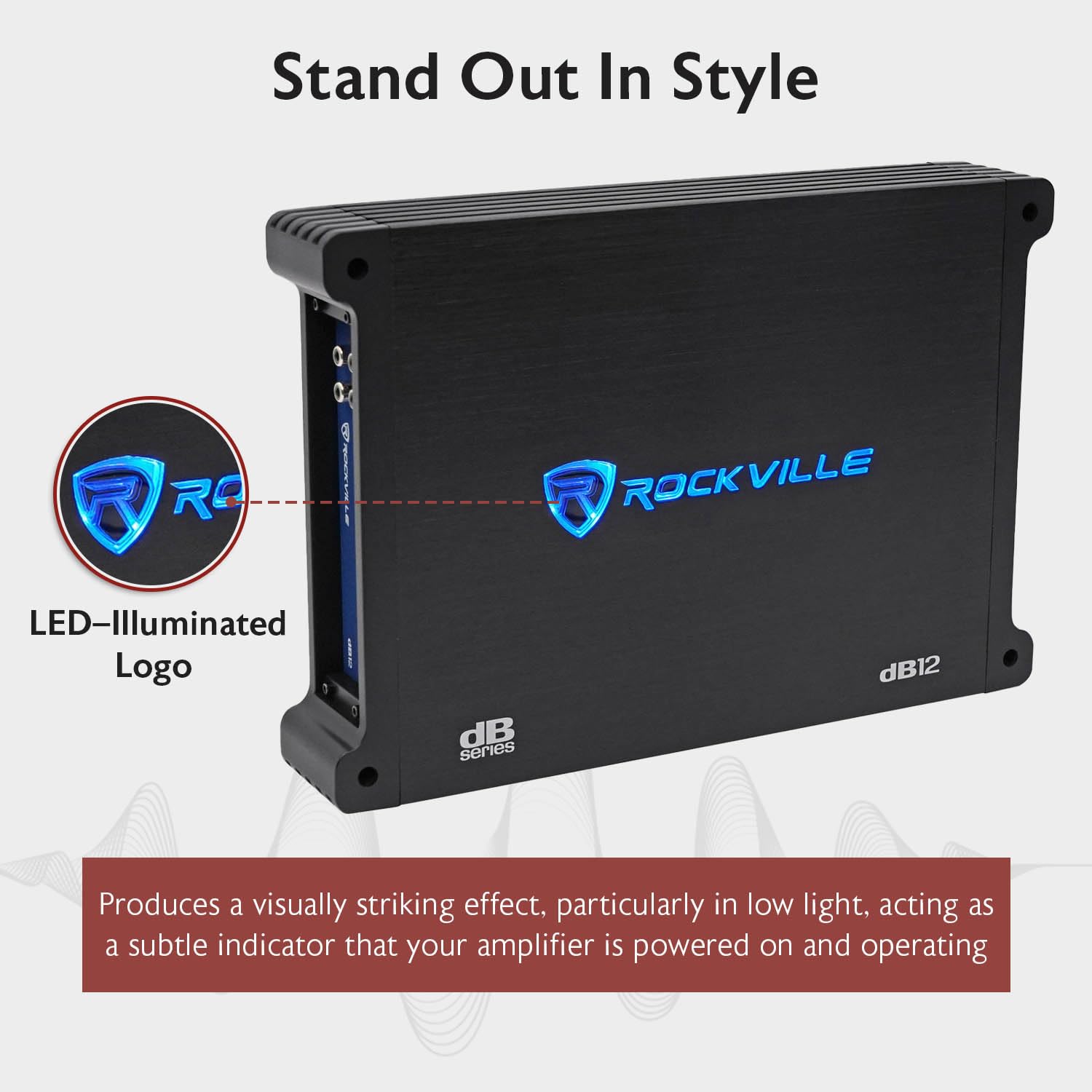 Rockville dB12 2000W Mono 2-Ohm Car Amplifier, High-Speed MOSFET, Adjustable 12dB Crossover, LED, Remote Sub Control, Perfect for Car Audio and Subs