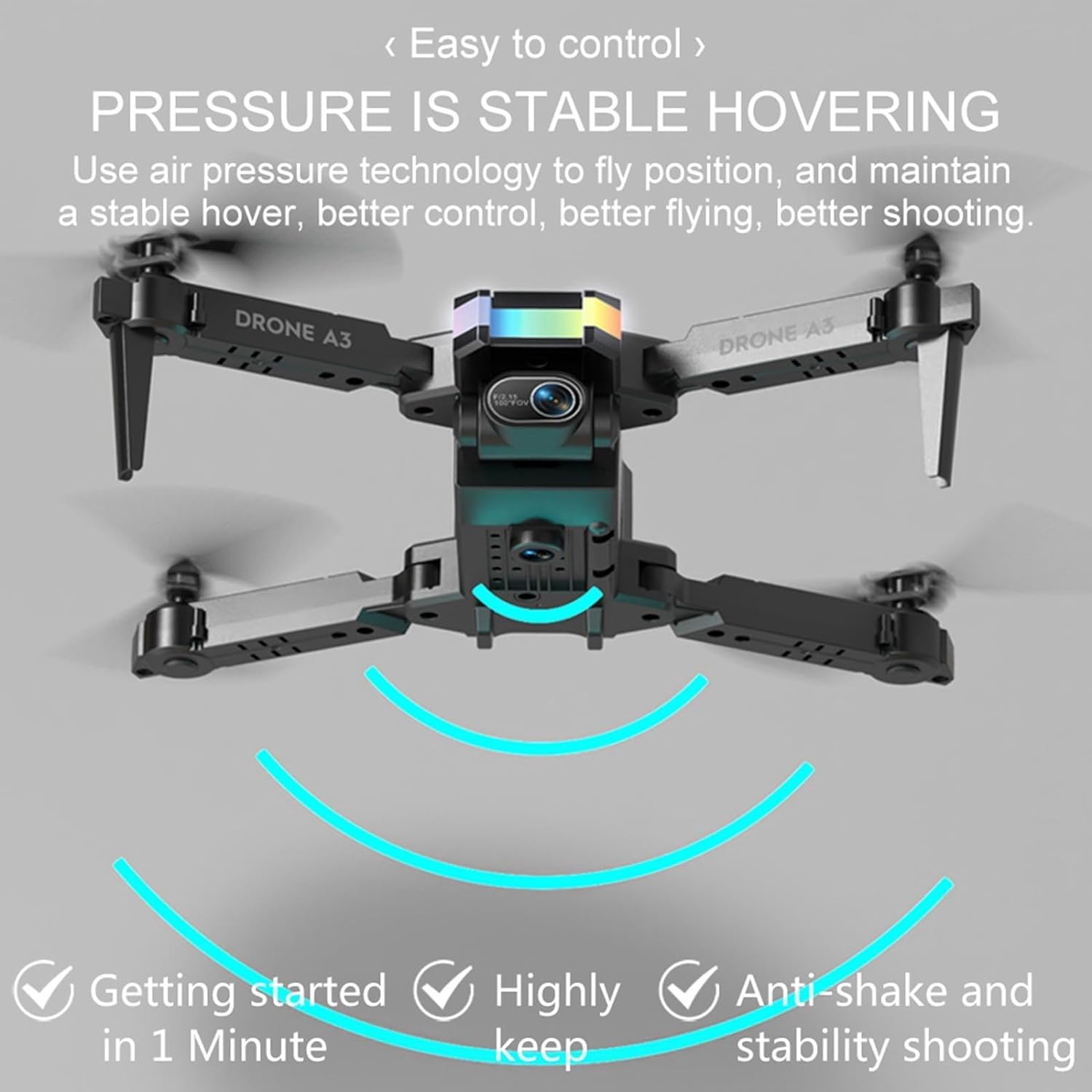 Generic Drone With Dual 4K HD FPV Camera - Newly Altitude Hold Headless Mode Start Speed Adjustment, Fashion Remote Control Toys Gifts For Boys & Girls, For Outdoors (Black A)