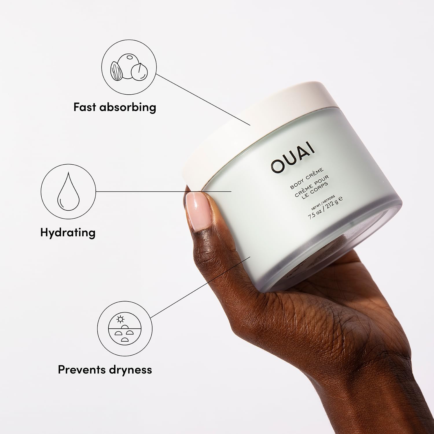 OUAI Body Cream, Shibuya - Hydrating Whipped Body Cream with Cupuaçu Butter, Coconut Oil and Squalane - Softens Skin and Delivers Healthy-Looking Glow - Sulfate Free Skin Care - 7.5 Oz