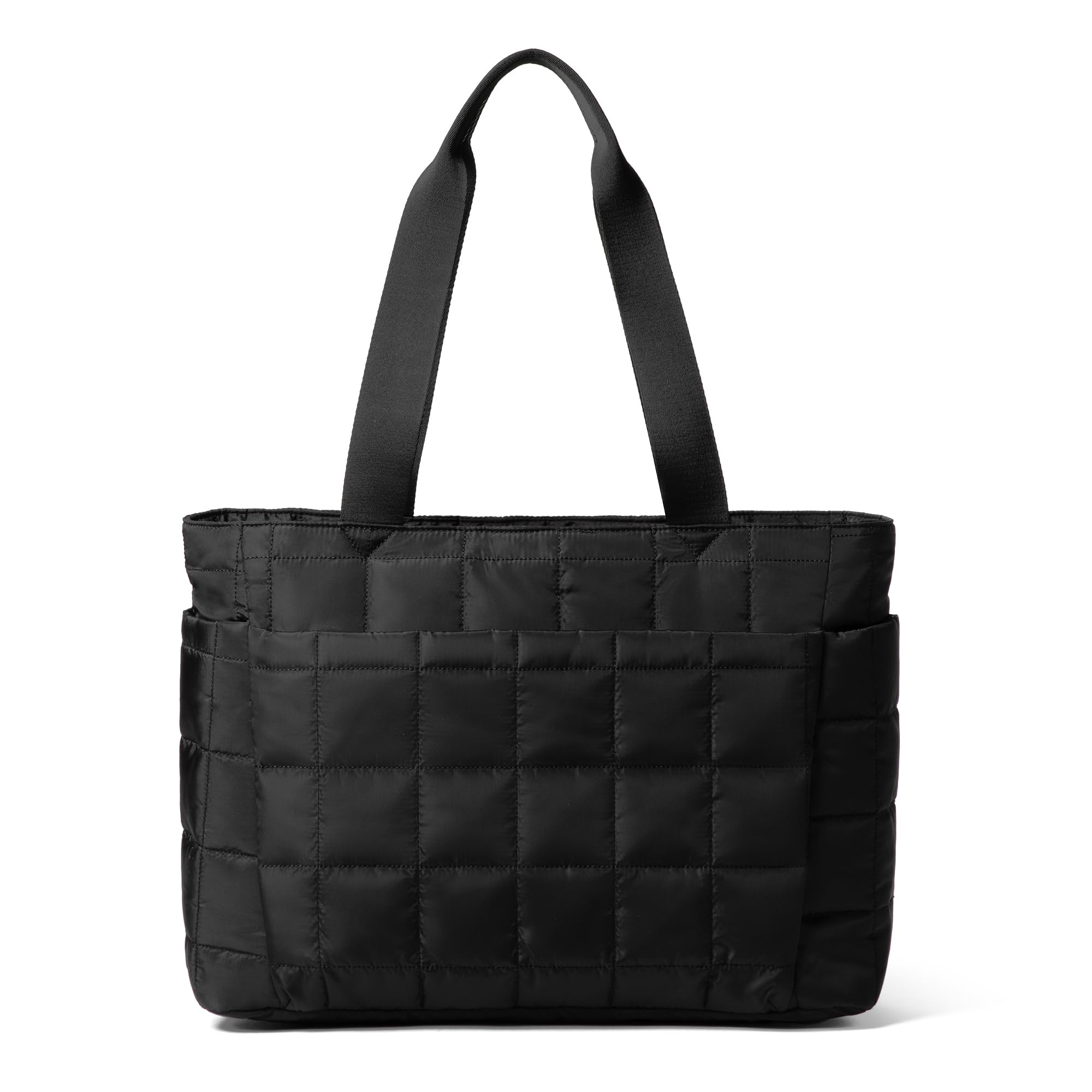 befen Tote Bag for Women, Lightweight Puffy Tote Bag with Compartments, Large 15.6 Inch Laptop Shoulder Bag with Zipper, Quilted Shoulder Bag Handbag for Clinical Travel, Work, Gym, Black