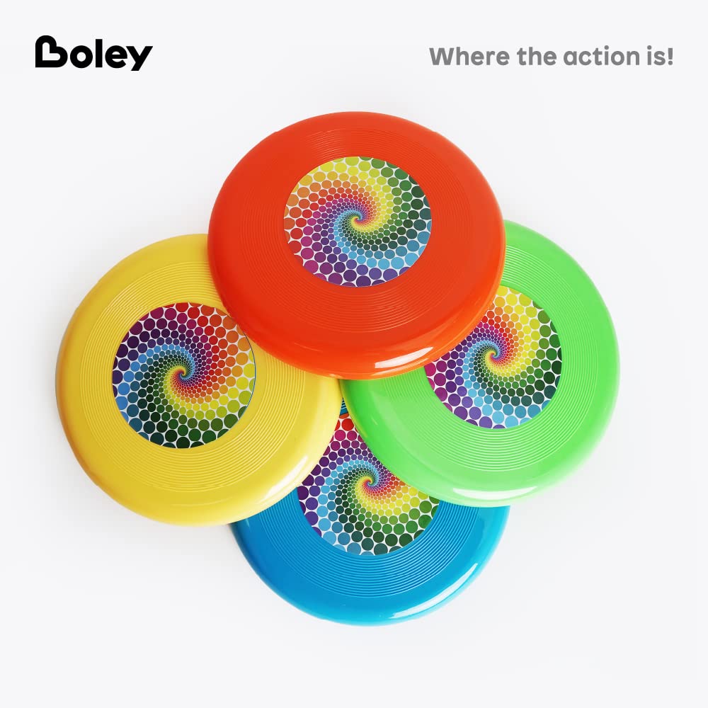 Boley 12-Pack 8” Flying Discs, Plastic Fribees, Flyer Disks, Backyard Games, Fun Summer Outdoor Activity Game, Frisbees for Kids