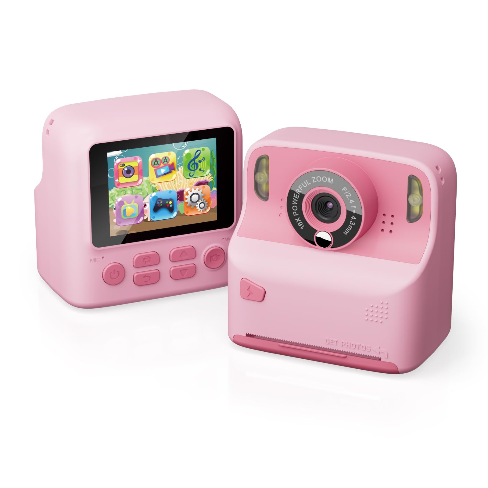 Contixo Kids Camera Instant Print - 1080P Kids Instant Cameras That Print Photos, 2.4 Inch Screen Selfie Digital Camera 12MP with Print Paper, Portable Camera Toy, Fun Gift for Girls Boys, Pink