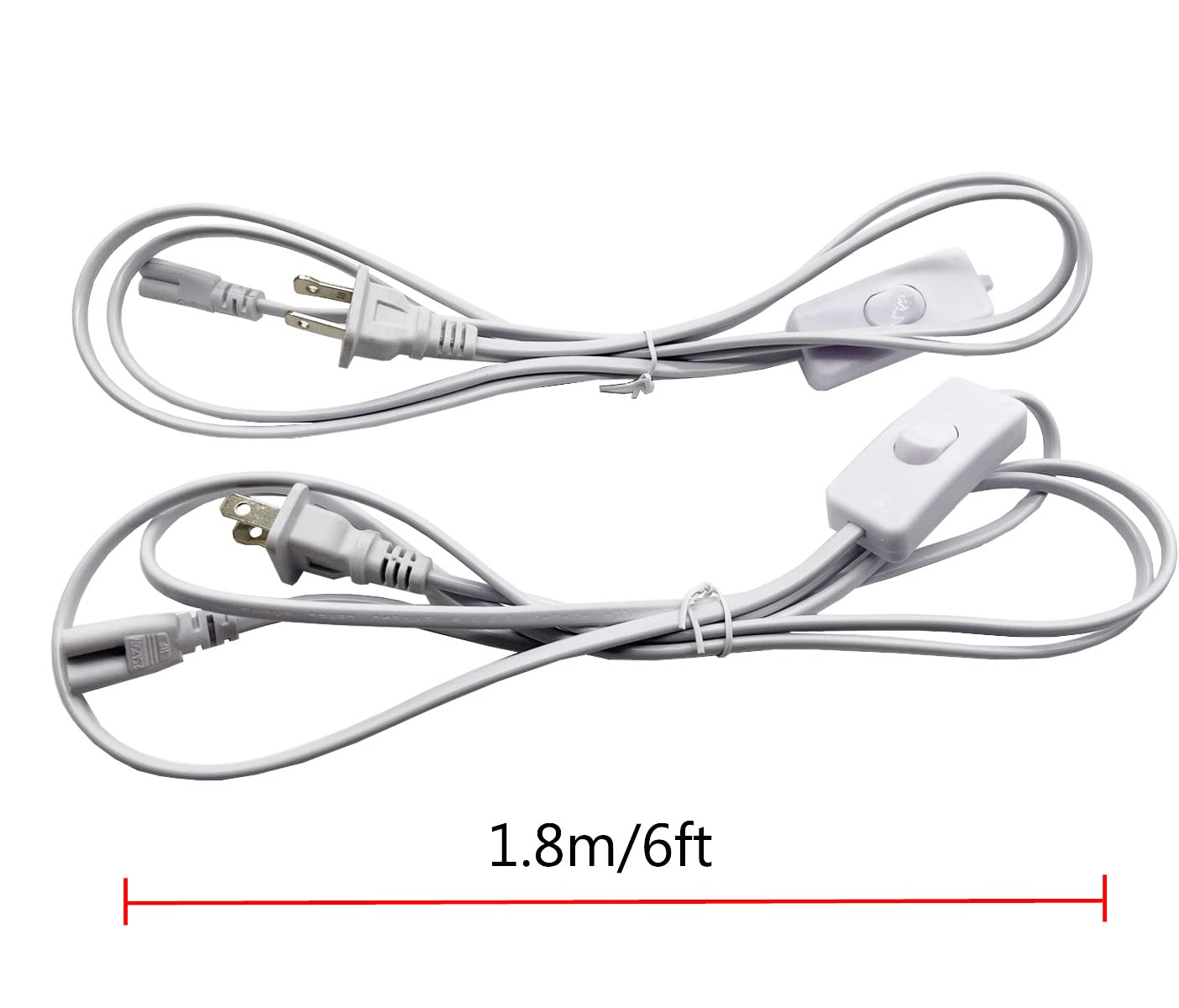 Traovien T5 T8 LED Wire Connector Power Cord LED Tube Power Extension Cord with on/Off Plug for LED T5 T8 Light Tube Integrated LED Light Fixture Extension Cable Wire (1.8M/6Ft 3pin 2PCS)