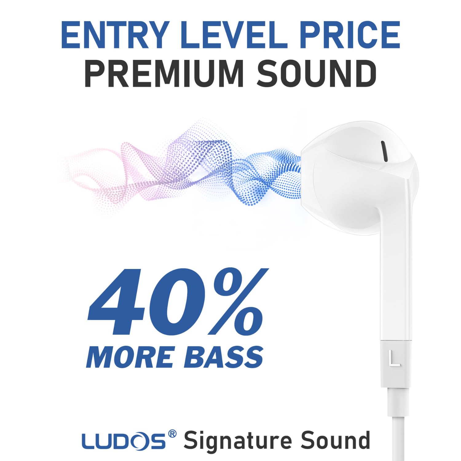 LUDOS FEROX Wired Earbuds in-Ear Headphones, 5 Year Warranty, Earphones with Microphone, Noise Isolation Corded for 3.5mm Jack Ear Buds for iPhone, Samsung, Computer, Laptop, Kids, School Students