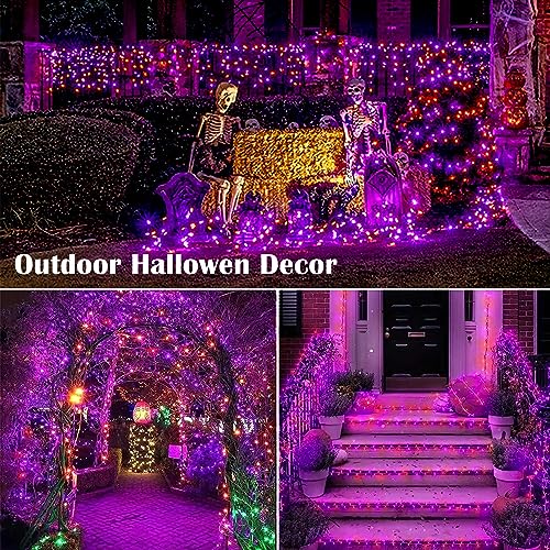 ZHOUDUIDUI Purple and Orange Halloween Lights, 800LED 330FT String Lights 8 Modes Timer Plug in Waterproof Indoor Outdoor Christmas for Garden Party Decoration, JT-EL/FC300V0200