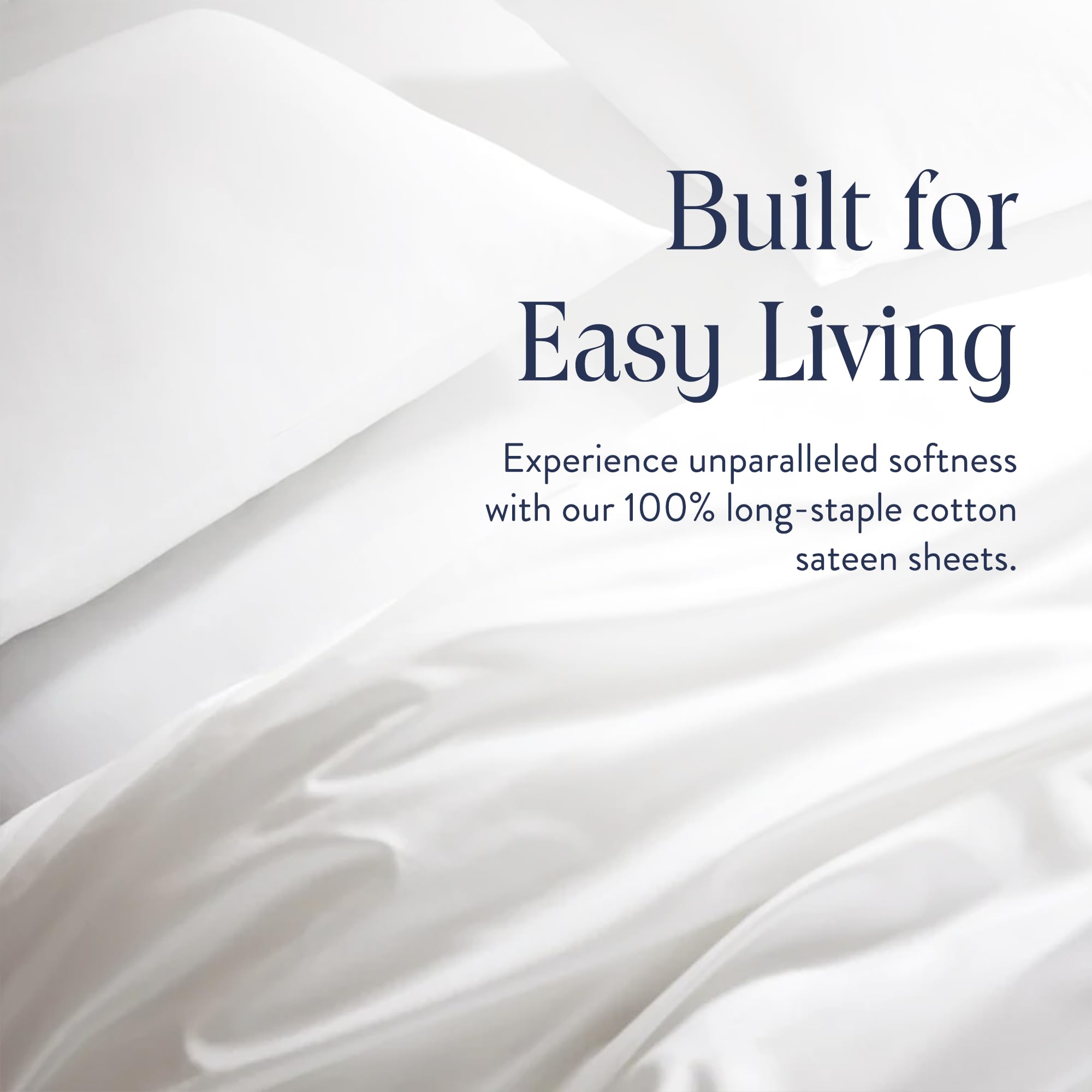 Brooklinen Luxury Sateen 4 Piece Sheet Set - 100% Cotton Bed Sheets, Soft & Durable Queen Size Sheets Set in White, Oeko-TEX Certified Bedding Set, 1 Fitted Sheet, 1 Flat Sheet, 2 Pillowcases