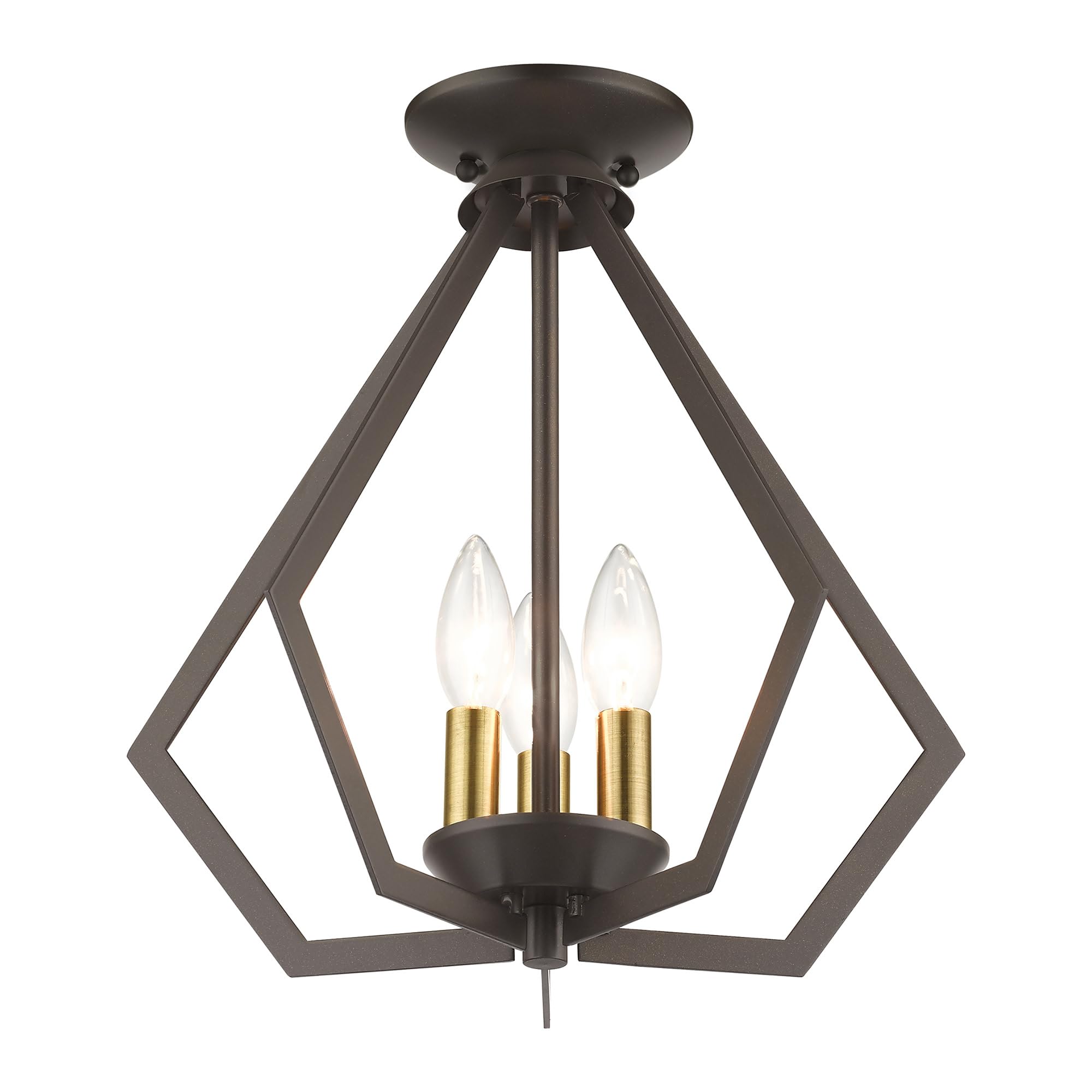 Livex Lighting 40923-07 Prism 3 Light BZ Mini Chandelier/Ceiling Mount, 14" x 14" x 16", Bronze