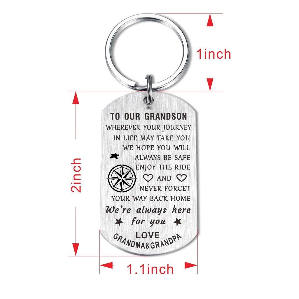 CPLJW Grandson Birthday Gifts from Grandma Grandpa, Enjoy the Ride, Engraved Meaningful Messages Keychain Presents