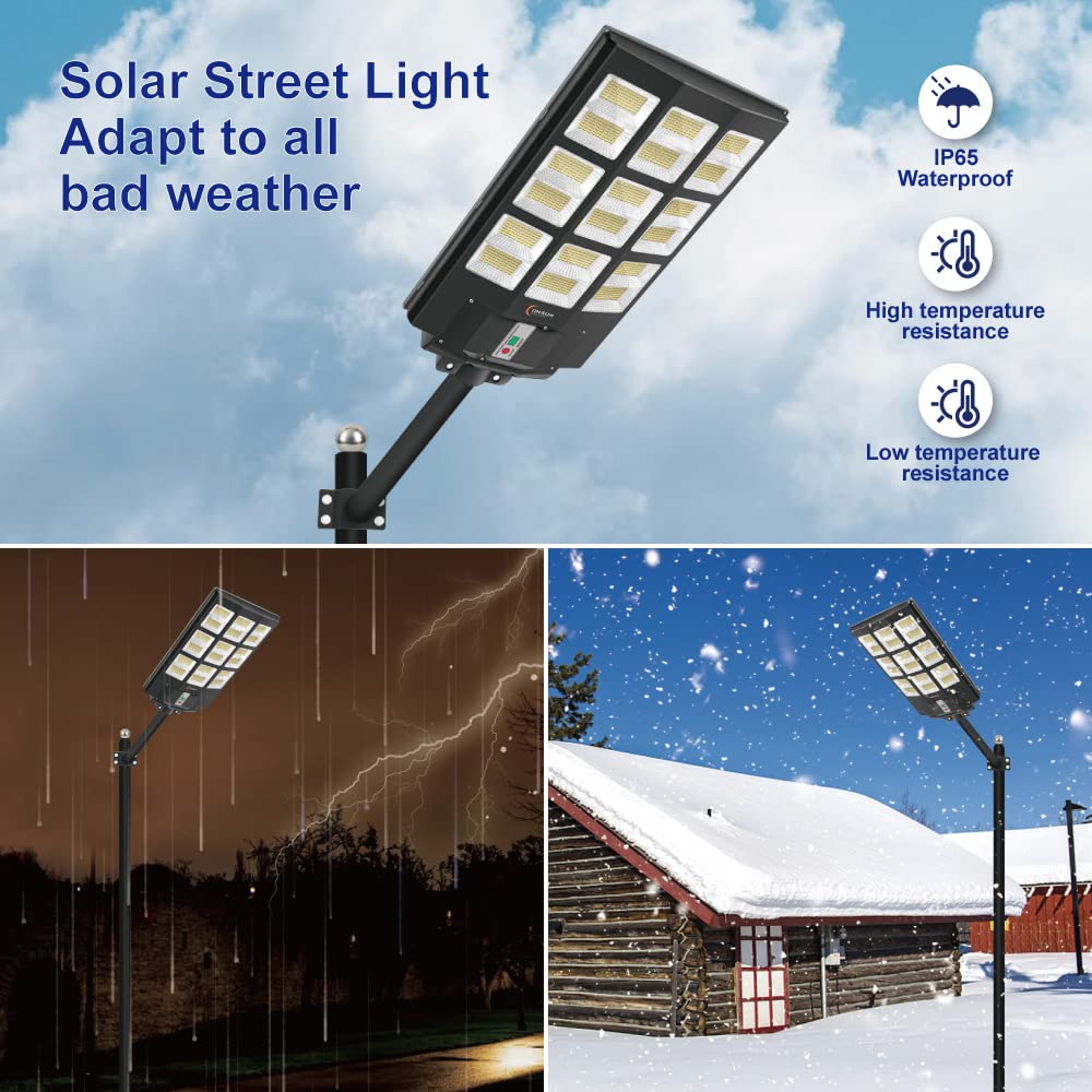 TINSUM Solar Lights Outdoor Motion Sensor,1000W Dusk to Dawn Solar Street Lights Super Bright 7000K Flood Lights IP66 Waterproof Solar Powered for Parking Lot, Street, Yard