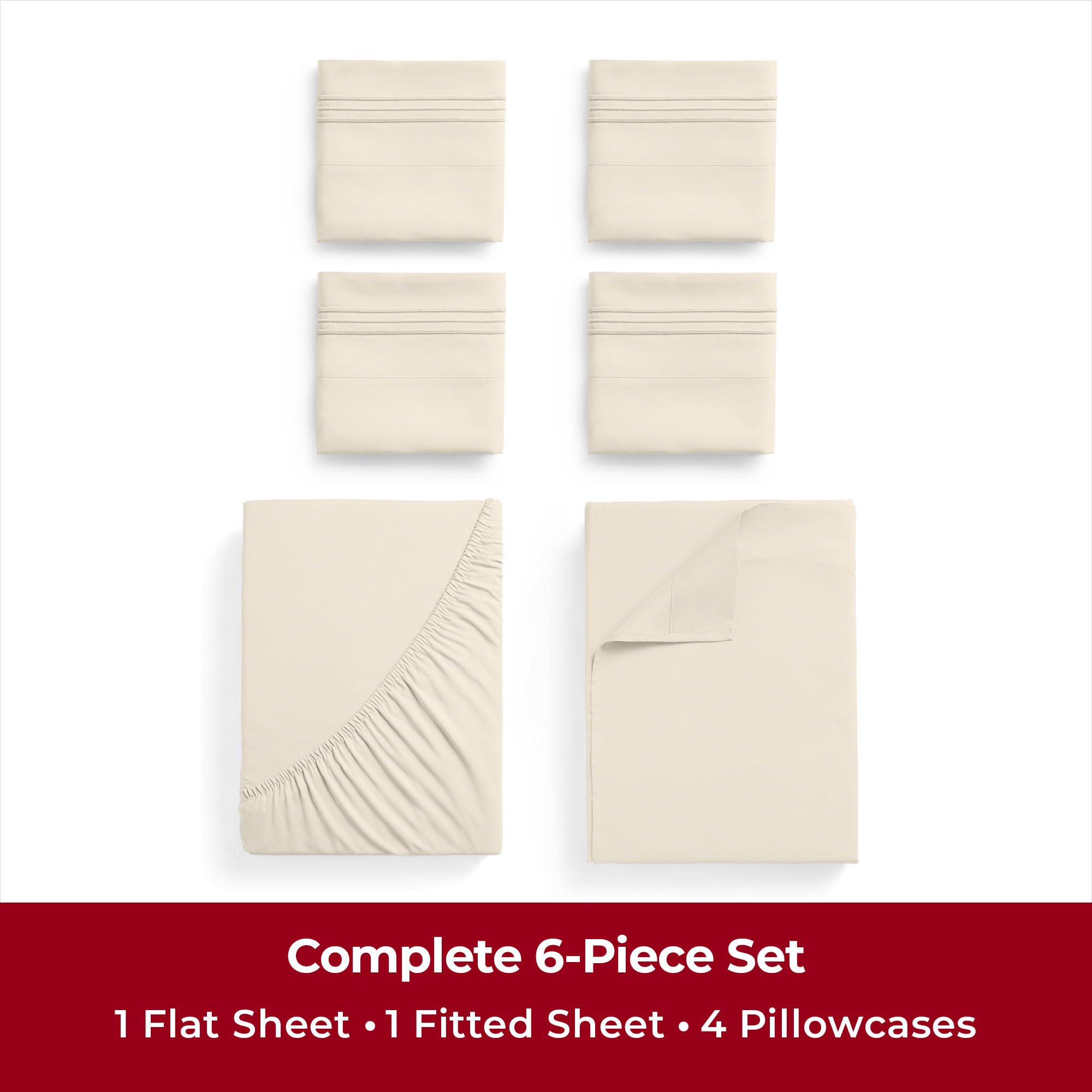 Mellanni Bedspread Coverlet Set + 6PC Sheets Set Bundle&Save - Iconic Collection Bedding - Bundle Includes: 3 Piece Oversized Quilt Set and 6 Piece Bed Sheet Set (King, Spa Blue/Ivory)