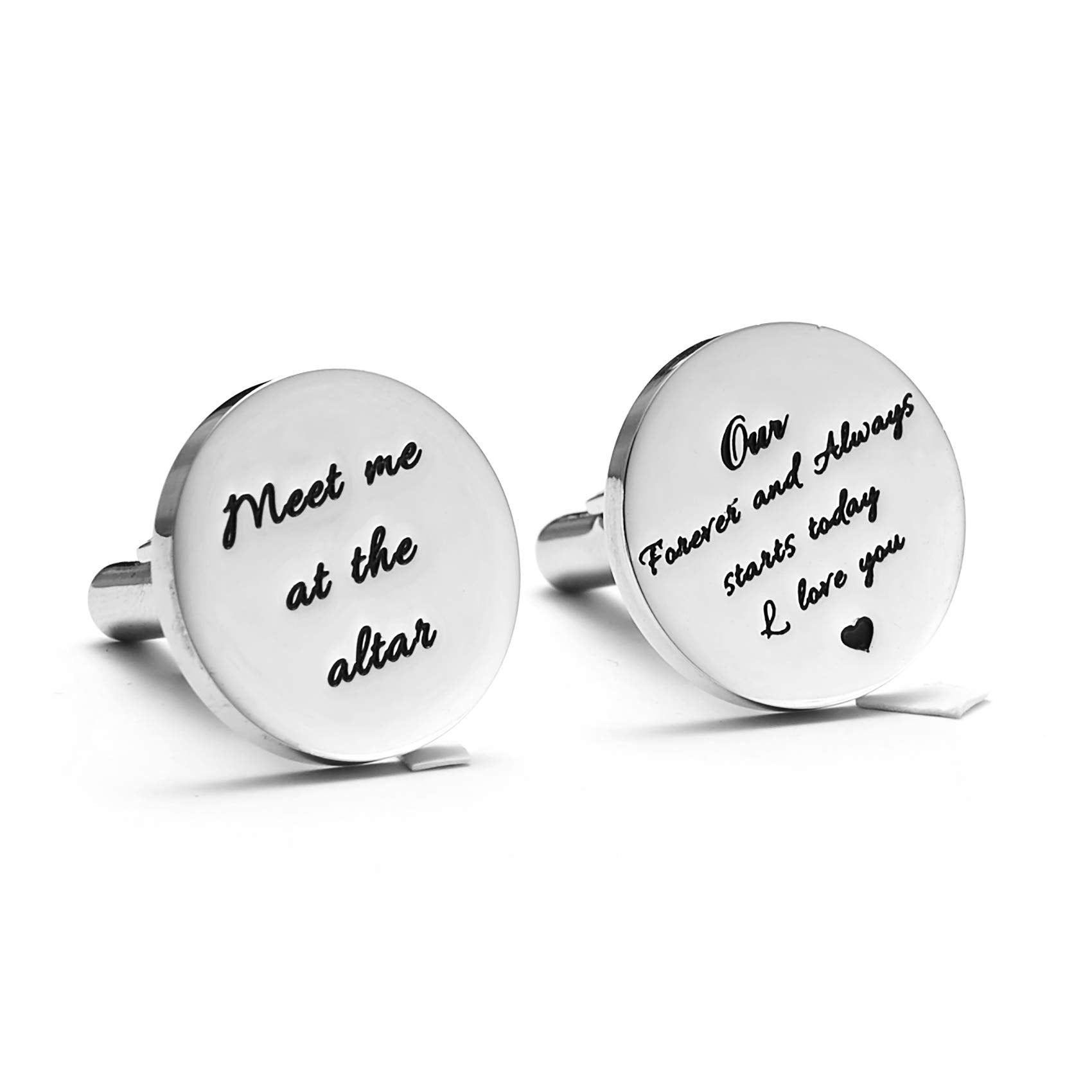 Melix Home Stainless Steel Cufflinks for Men Groom Meet Me at The Altar Wedding Gifts Cuff Links (Our Forever and Always Stars Today)