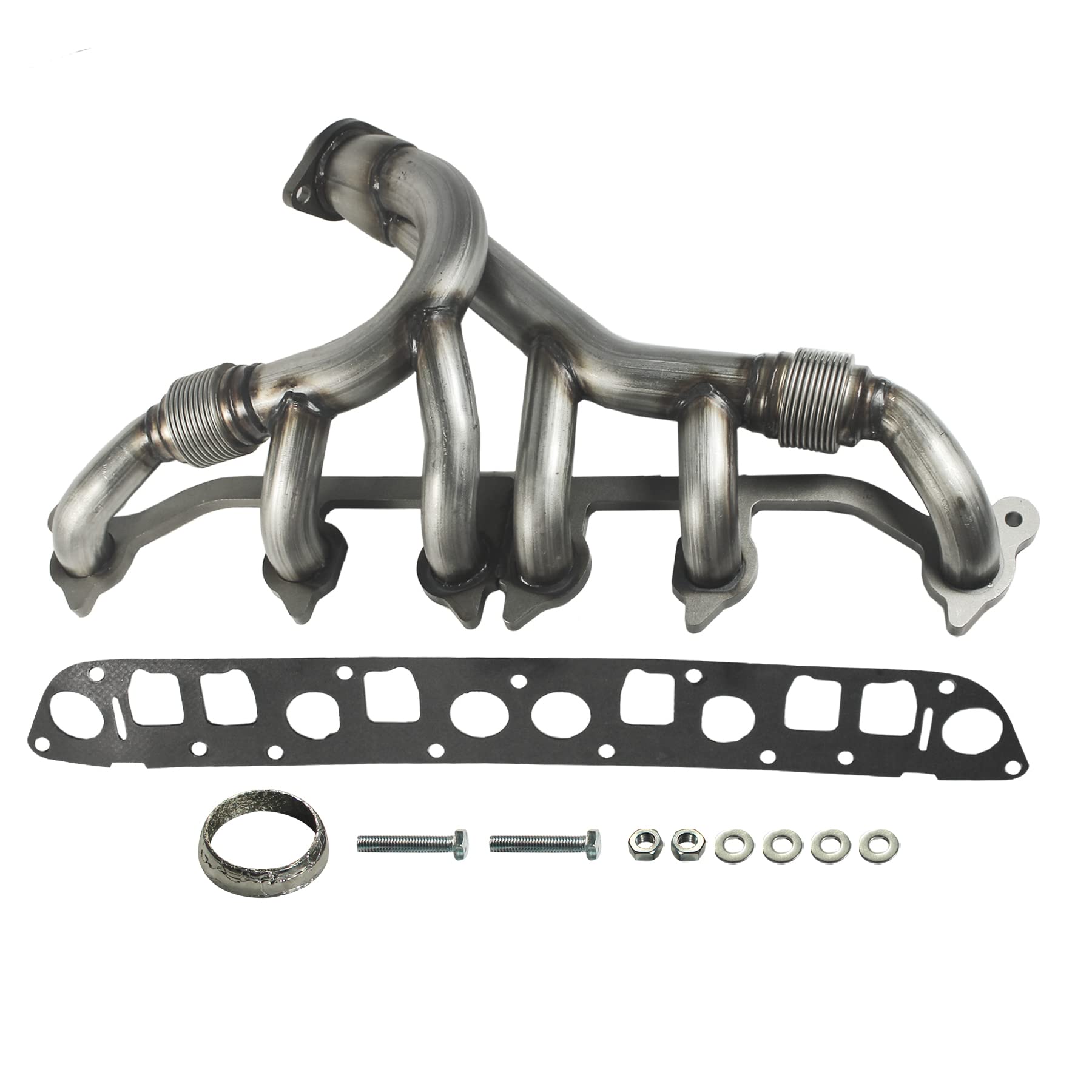 JDMSPEED New Stainless Steel Exhaust Manifold & Gasket Kit Replacement for Grand Cherokee Wrangler 4.0L Replacement for Jeeps Select 1991-1999 (4.0L Engine Only) Replaces 33007072, 4883385