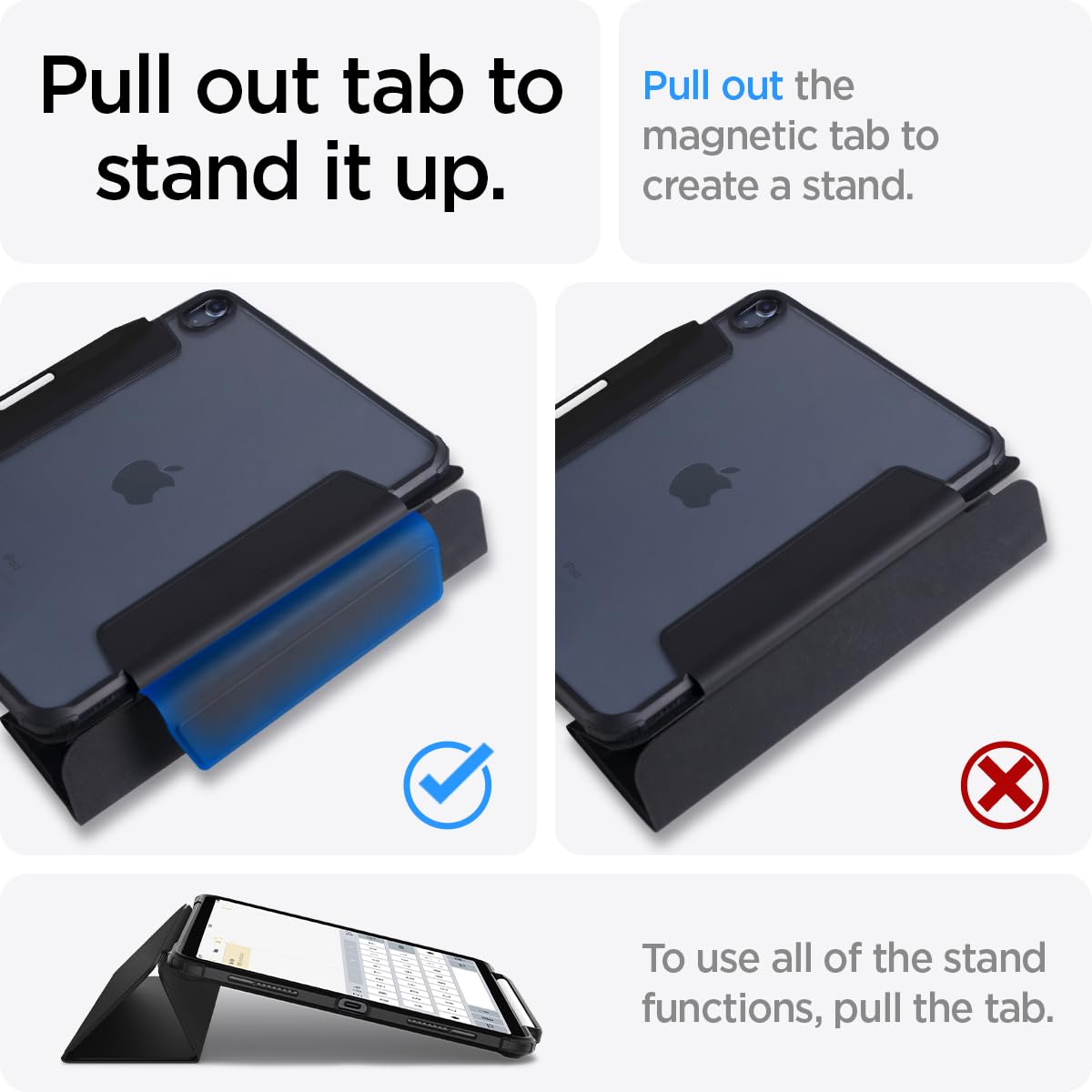 Spigen for iPad Pro 11 inch Case M2 4th Generation (2022) / 3rd Generation (2021) / 2nd Generation (2020) / 1st Generation (2018), Ultra Hybrid Pro Transparent Back and Pencil Holder, Black