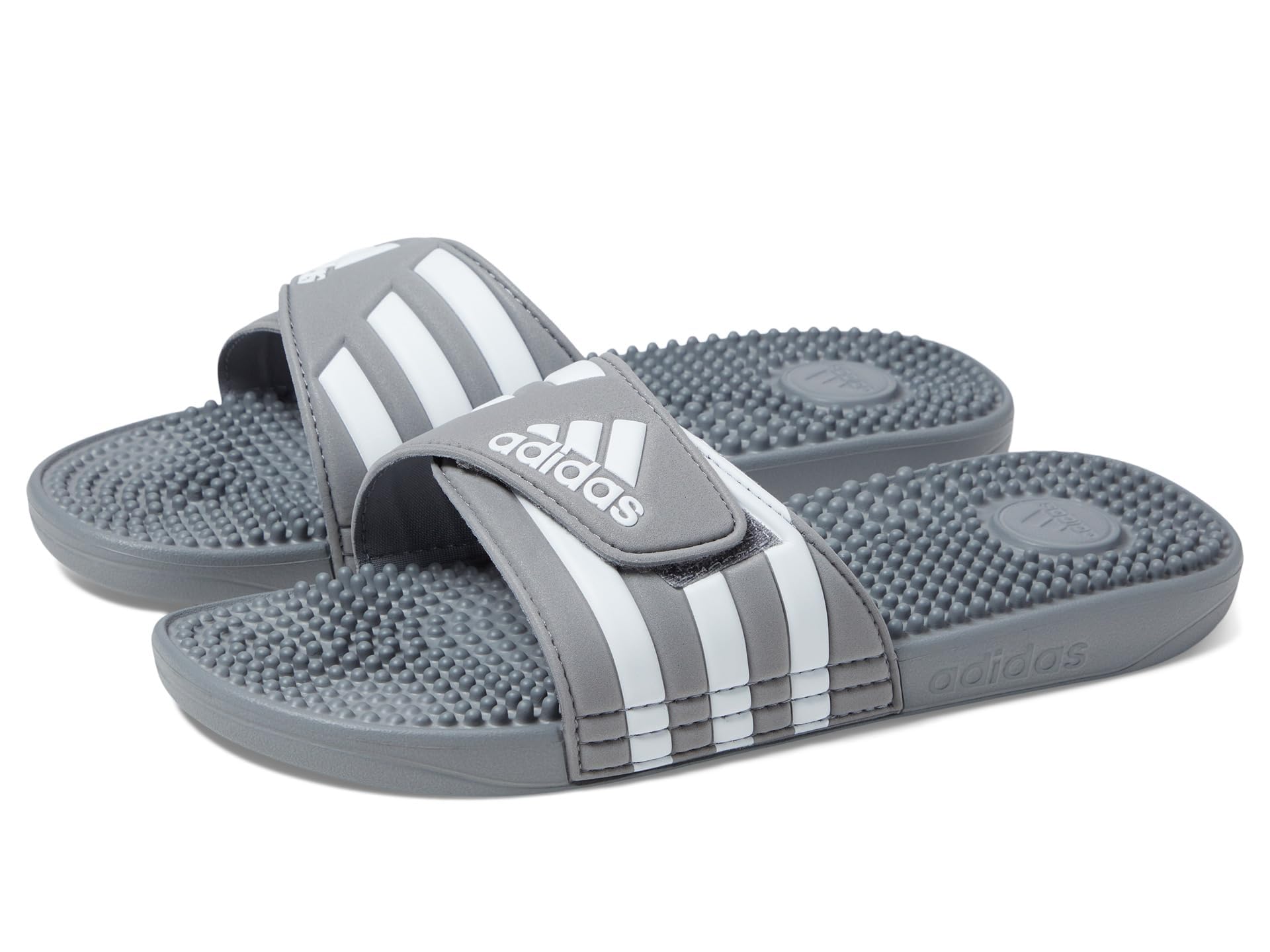 adidas Unisex Adissage Slides Sandal, Grey/White/Grey, 8 US Men