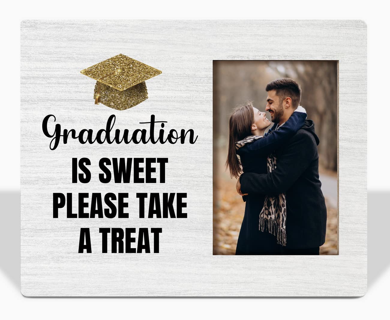 HALUOSI Graduation Is Sweet Please Take A Treat, Graduation Picture Frame, Tabletop Picture Frame Plaque, Rustic Wood Plaque Sign, Graduation Party Ornament, Graduation Gift, Gift for Family & Friend