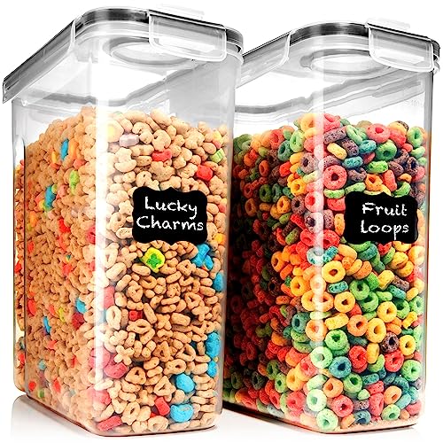 Shazo 2 Pack (6.3L / 213OZ) EXTRA Large Airtight Food Storage Cereal Containers for Bulk Food Storage BPA-Free Plastic Container, Pantry Organization and Canister for Rice, Pasta, Sugar & Flour