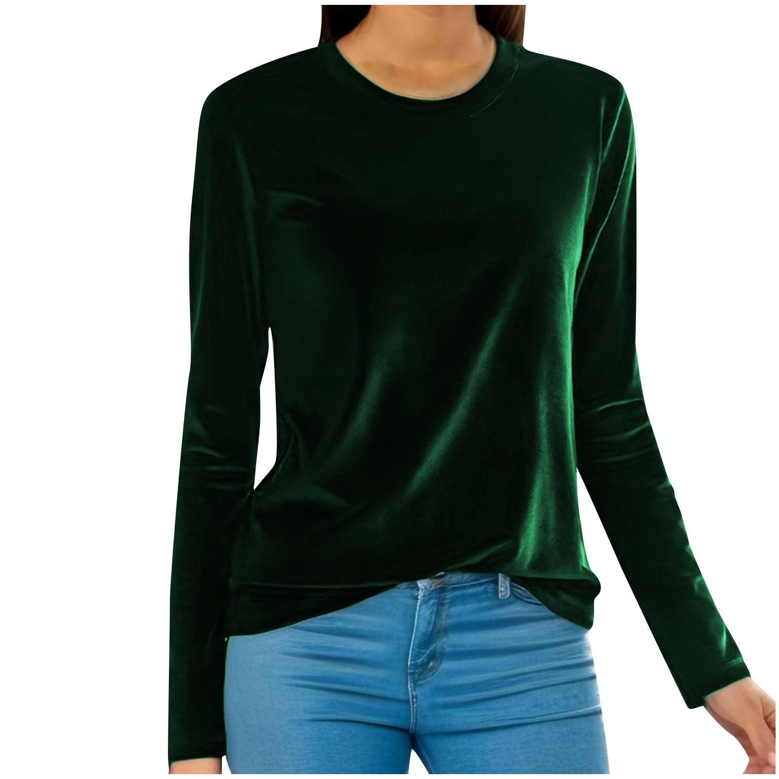 Amazon Haul Sale Clearace Velvet Shirts for Women Long Sleeve Amazon Haul Sale Amazon Haul Womens Clothing Warehouse Amazon Warehouse Deals Amazon Haul Items H01 Green Large