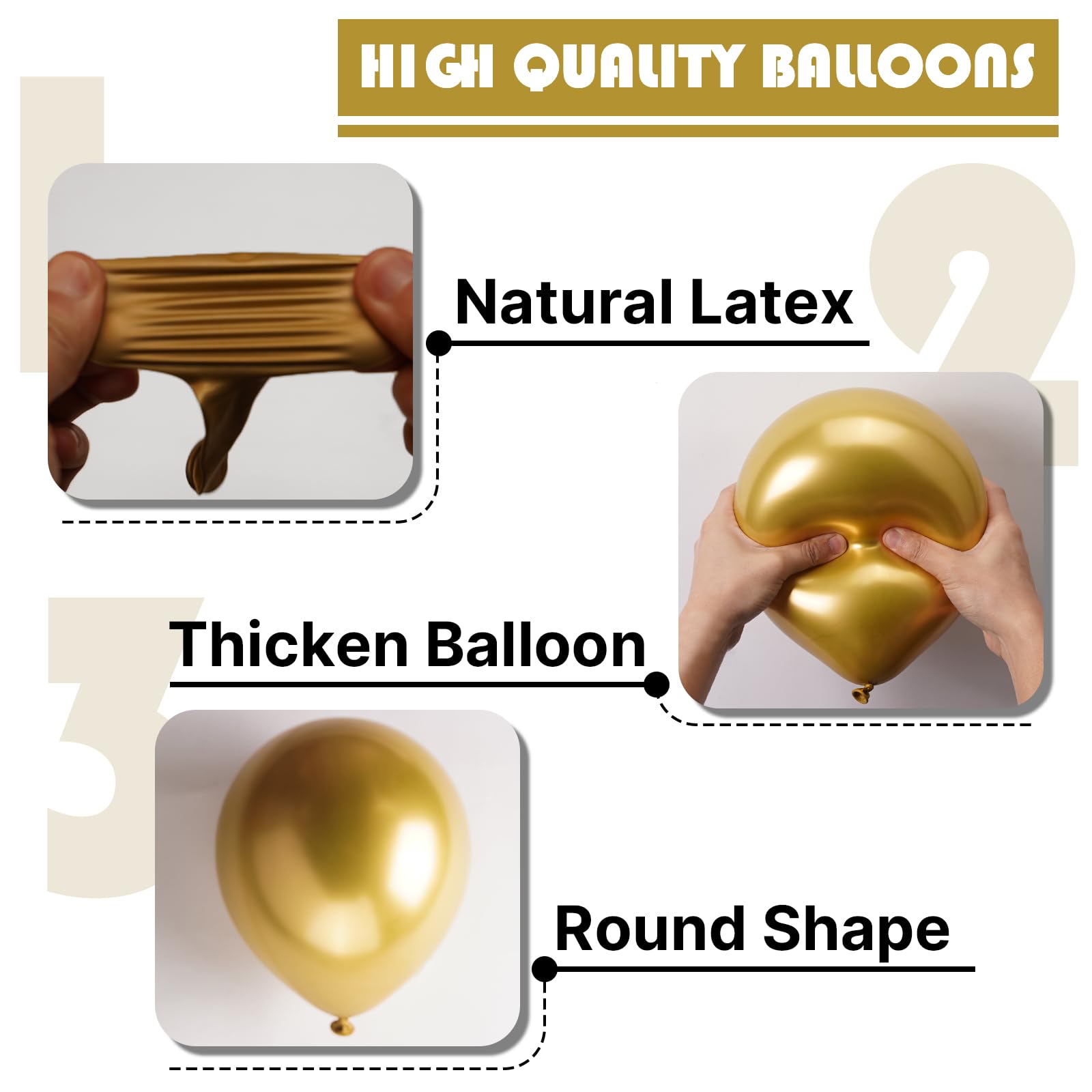 PartyWoo Metallic Gold Balloons 90 pcs Different Sizes Pack of 18 12 10 5 Inch, Chrome Gold Balloon Arch Kit Garland for Birthday Graduation Baby Shower Wedding Party Decorations Gold-G101