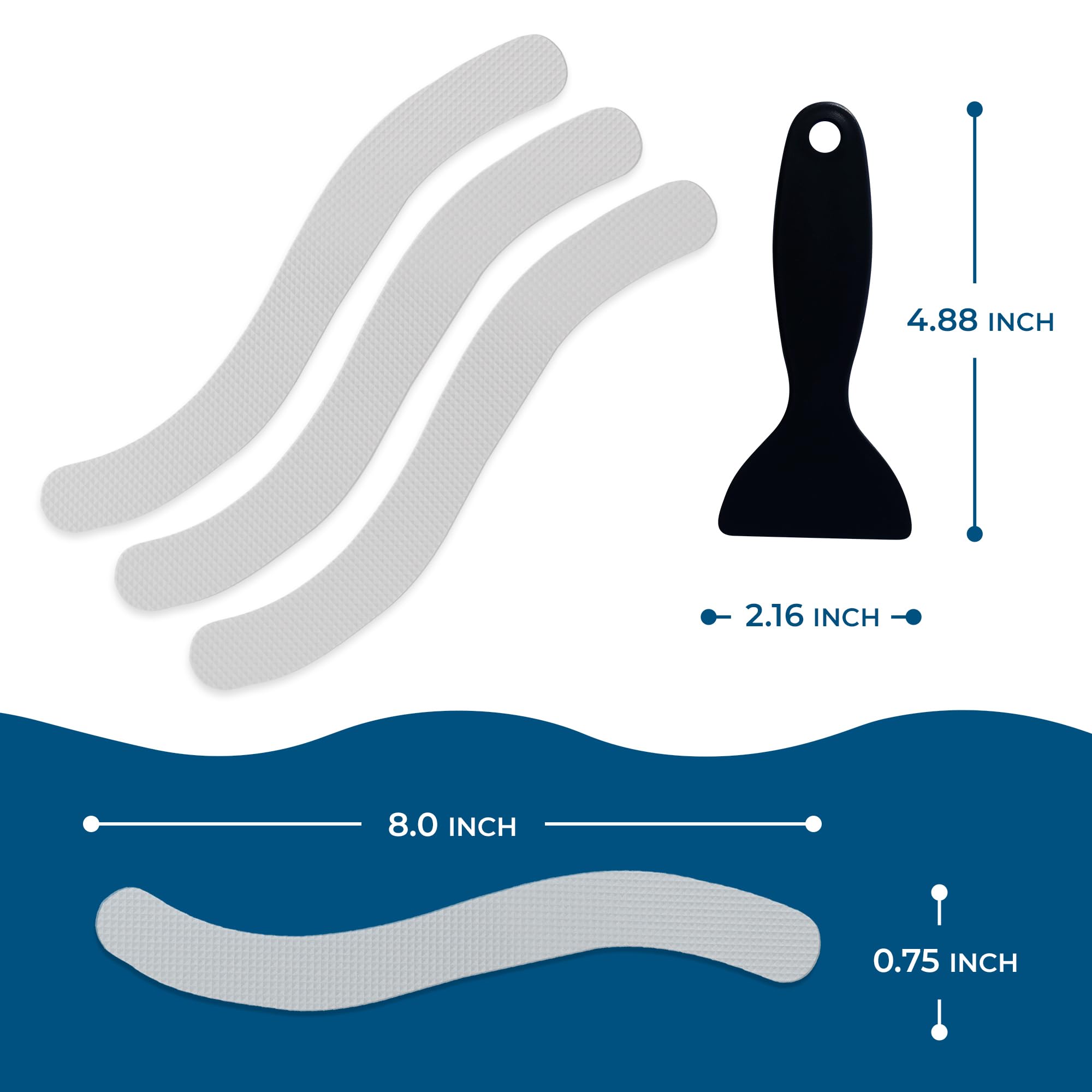 Homergy Wavy Line and Curved Line - Anti-Slip Shower Stickers, 48 PCS Clear Adhesive Safety Strips