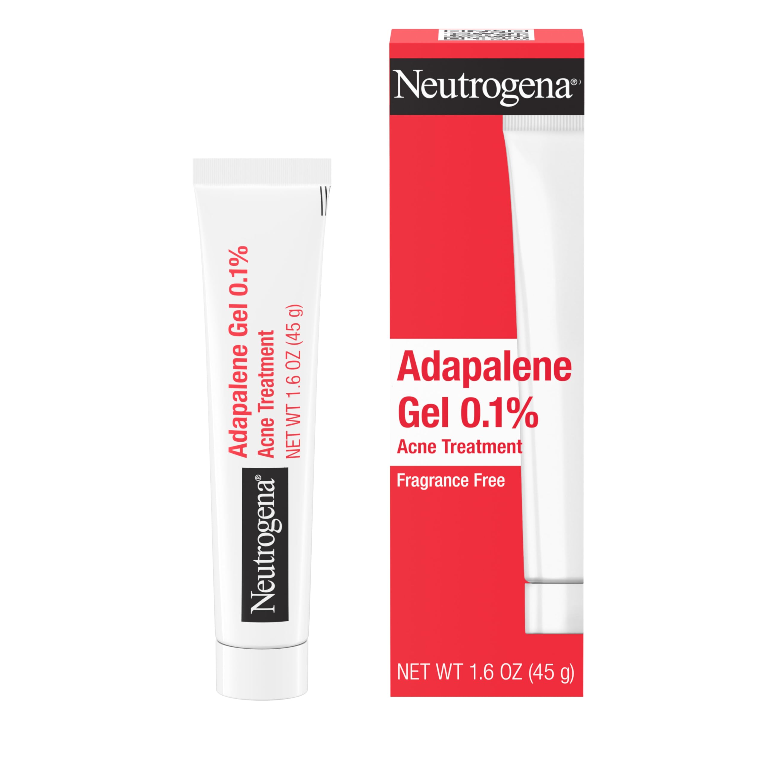 Neutrogena Adapalene Gel Acne Treatment, 0.1% Adapalene Acne Medication for Pimples & Blemishes, Once Daily Topical Retinoid Gel to Help Fight Breakouts, Oil- & Fragrance-Free, 1.6 oz