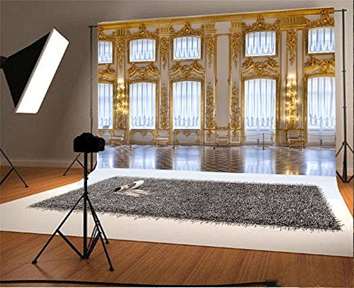 AOFOTO 15x10ft Luxurious Palace Backdrop for Photography Retro European Aristocratic Castle Noble Royal Interior Golden Hall Photography Background Girls Adult Travel Portrait Photo Booth Studio Props