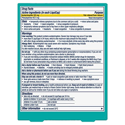 Vicks Sinex SEVERE LiquiCaps, All-In-One Sinus Relief, Non-Drowsy, Nasal Decongestant, Maximum Strength Relief of Sinus Headache, Pain, Pressure, & Congestion, 24 LiquiCaps