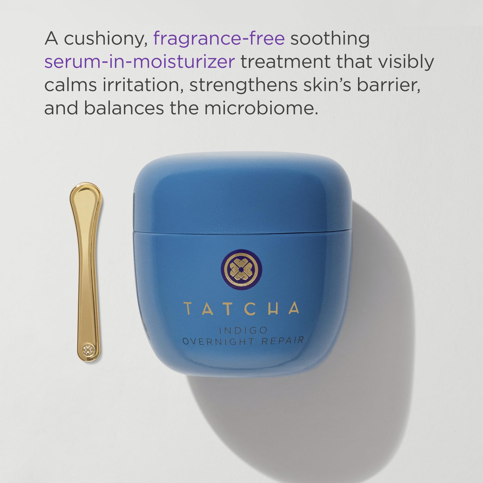 TATCHA Indigo Overnight Repair | Face Cream & Serum Treatment, Fragrance Free Night Cream, 50 ml | 1.7 oz