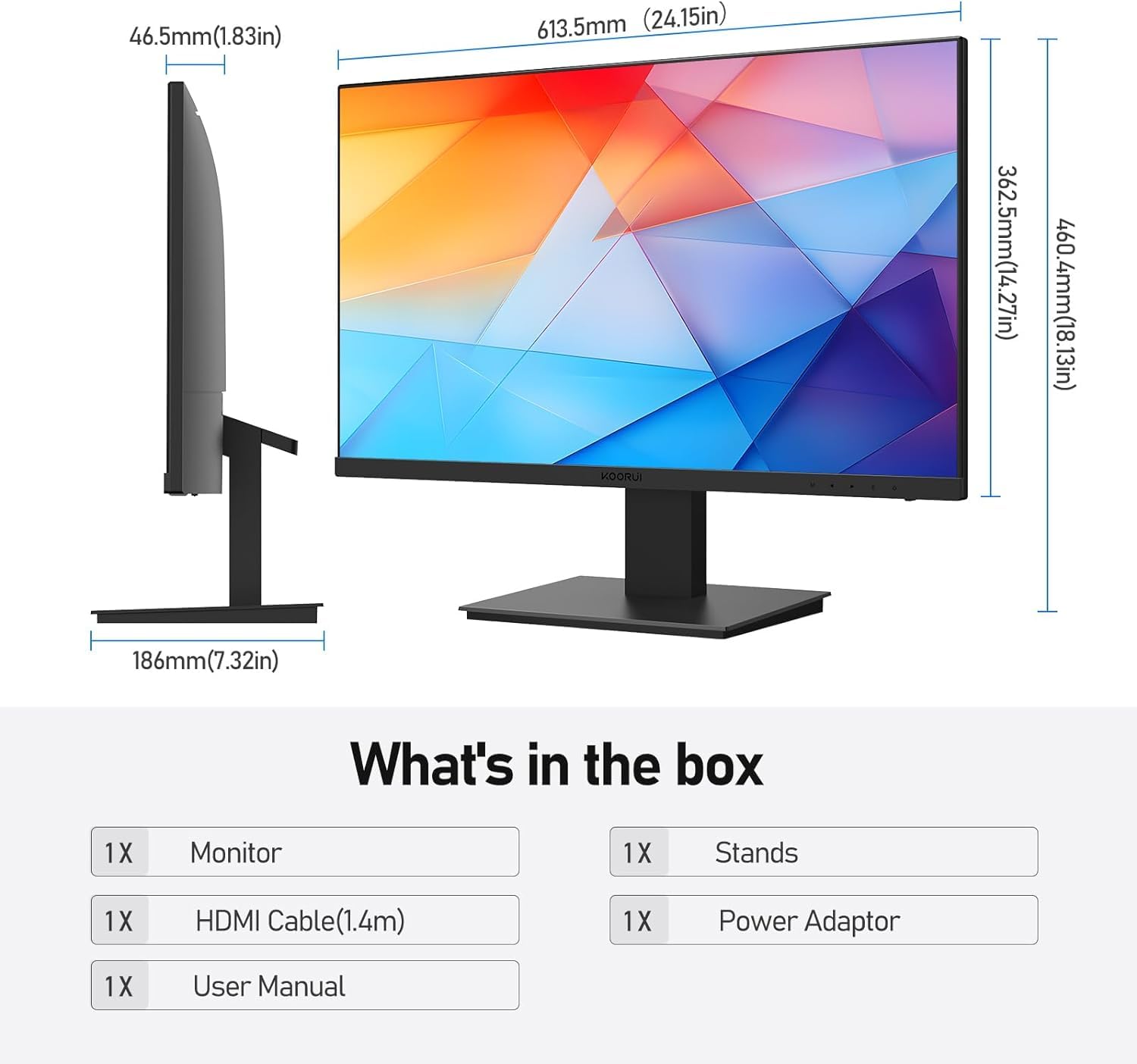 KOORUI 27-inch FHD Computer Monitor, 100Hz Full HD(1920 x 1080) Gaming Monitor with Speakers, HDMI,VGA & Audio Port, FreeSync, Tilt Adjustable, VESA Mountable, Zero-Frame, Black