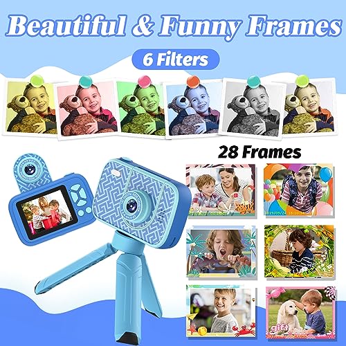 Teslahero Kids Camera Toys for 3-12 Years Old Boys Girls,Children's Camera with Flip-up Lens for Selfie & Video,HD Digital Camera,Christmas Birthday Party Gifts for Child Age 3 4 5 6 7 8 9 (Blue)