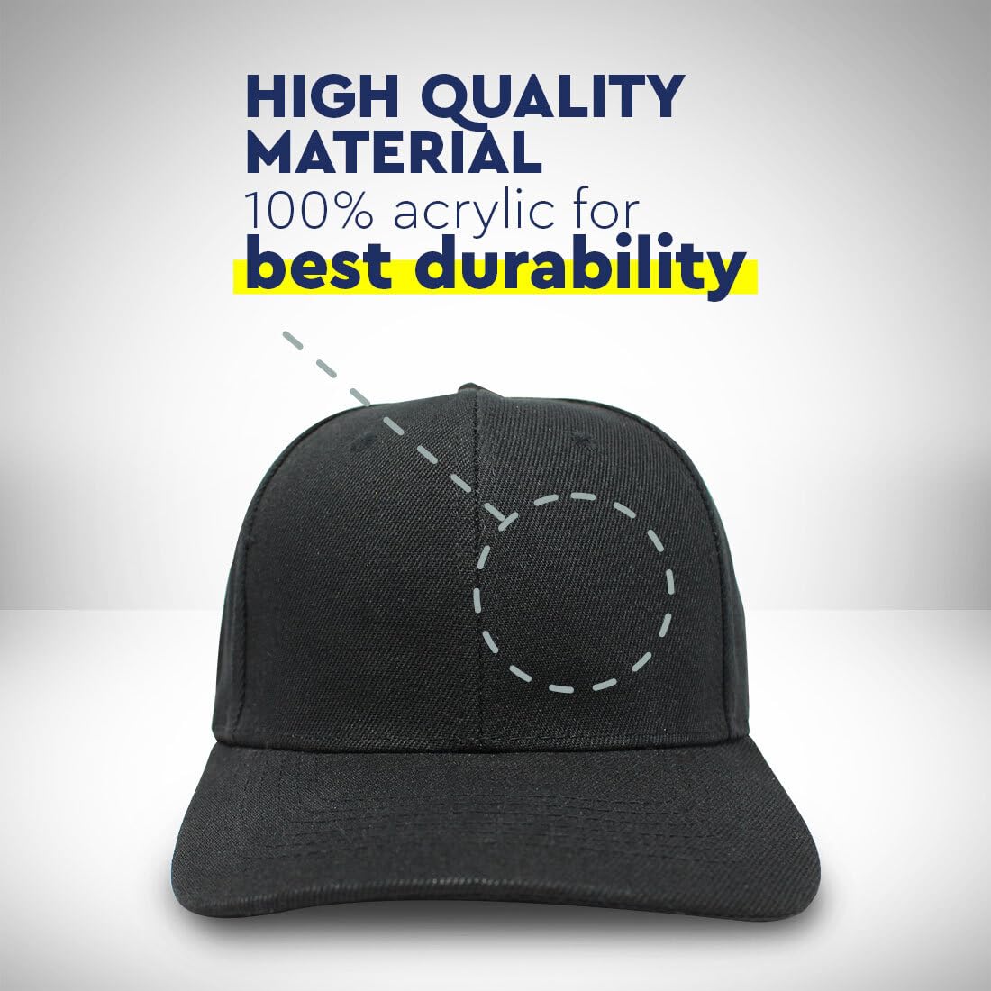Baseball Cap Custom Personalized Text Acrylic Dad Hats for Men & Women Strap Closure Black
