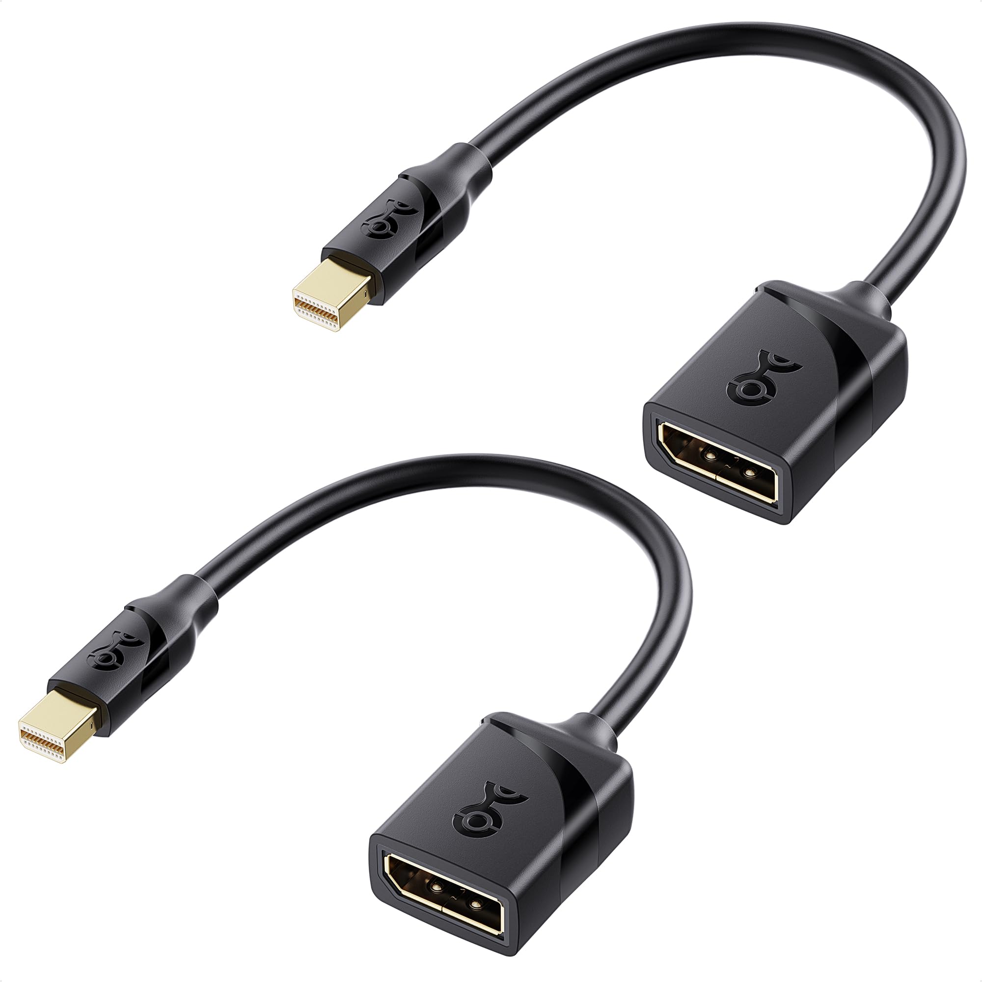 Cable Matters 2-Pack 32.4Gbps 8K Mini DisplayPort to DisplayPort 1.4 Adapter (Mini DP to DP 1.4) in Black - 8K@60Hz, 4K@120Hz Resolution Ready - Thunderbolt and Thunderbolt 2 Port Compatible