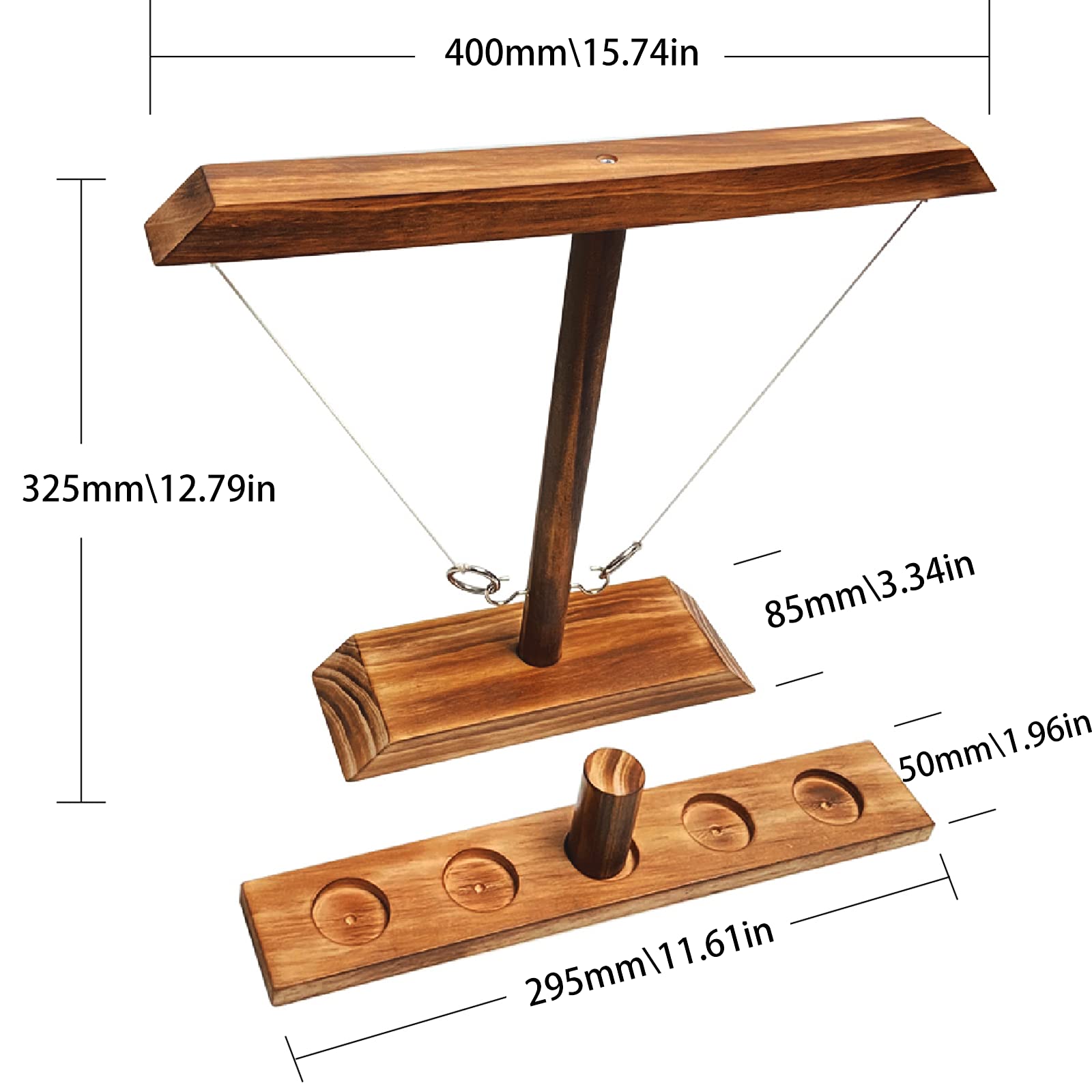 Bestdon Ring Toss Games for Adults, Fast-Paced Interactive Toss Games with Shot Ladder Bundle, Outdoor Indoor Handmade Wooden Hook and Ring Game for Bars, Home, Large