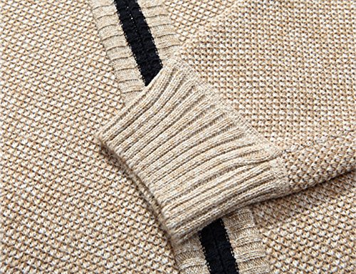 Yeokou Men's Cardigan Sweaters Cashmere Slim Fit V Neck Cable Knit Cardigans with Pockets(#3 LightGrey-M)