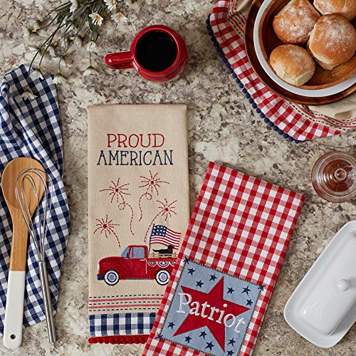 DII Patriotic Dish Towel Set 18x28, Decorative 4th of July Kitchen Towels, Americana Printed, 3 Count