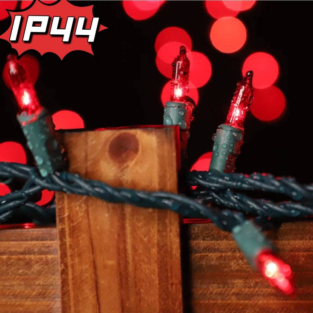 LAMPHOME Super-Bright Extendable Red Christmas Lights Decoration 100Lights 19.6ft UL Certified Mini Bulb String Lights Set for Outdoor Christmas Tree Garden Holiday Party Patio Wedding Garland Decor