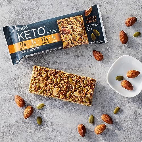 :ratio KETO Friendly Crunchy Bars, Coconut Almond, Gluten Free Snack, 4 ct