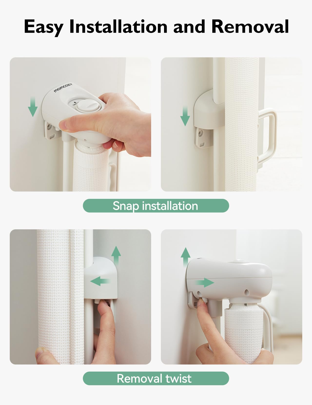 Momcozy Baby Gate, Auto Lock Retractable Baby Gate or Dog Gate, 【Auto Lock】33” Tall, Extends to 55” Wide, Mesh Safety Baby Gate for Stairs, Indoor, Outdoor, Doorways, Hallways