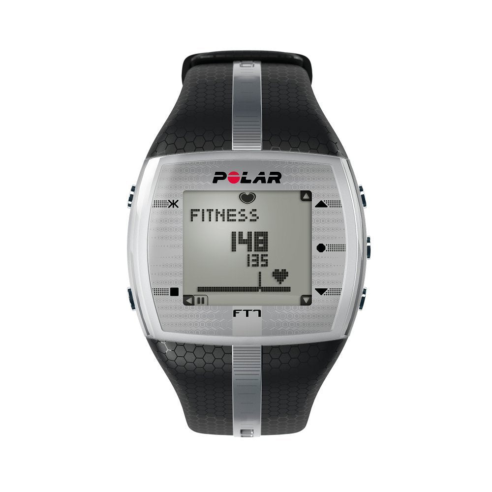 POLAR FT7 Men's Heart Rate Monitor Watch M- XXL Strap (Black/Silver)