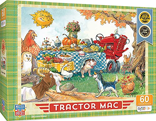 MasterPieces Licensed 60 Piece Vintage Jigsaw Puzzle for Kids - Tractor Mac Dinner Time - 14"x19"