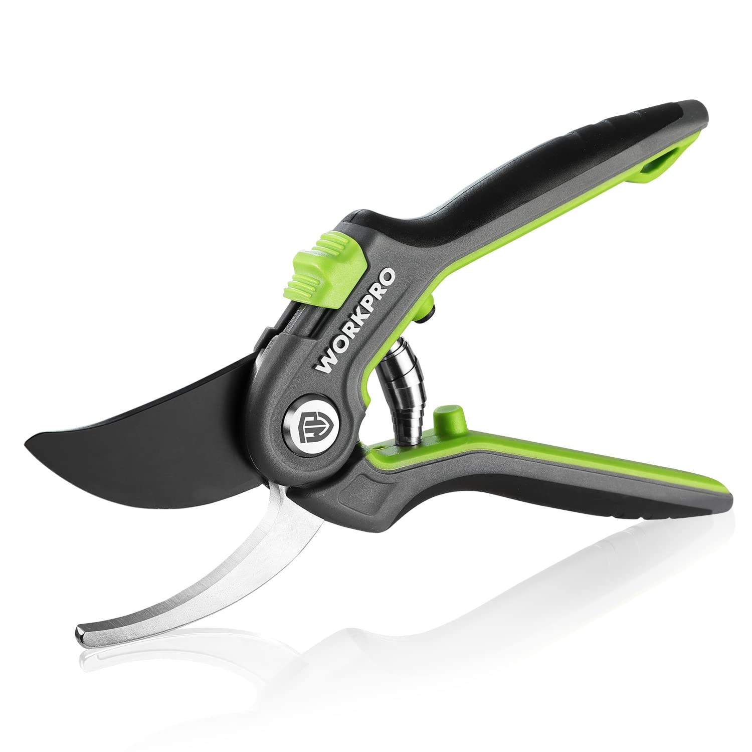 WORKPRO Bypass Pruning Shears, 8’’ Stainless Steel Gardening Hand Pruner, Professional Garden Trimming Scissors with Sharp SK5 Steel Blades, Ideal Garden Tool,Green