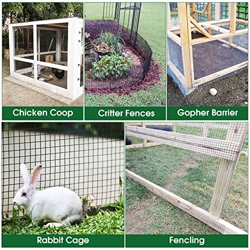 HOPERAN Black Hardware Cloth 1/2 inch 36 x 50 Ft Mesh 19 Gauge PVC Coated Chicken Wire Mesh - Vinyl + Galvanized Double Coated Fence - Welded Wire Mesh Roll for Chicken Coop Fencing Garden Fencing