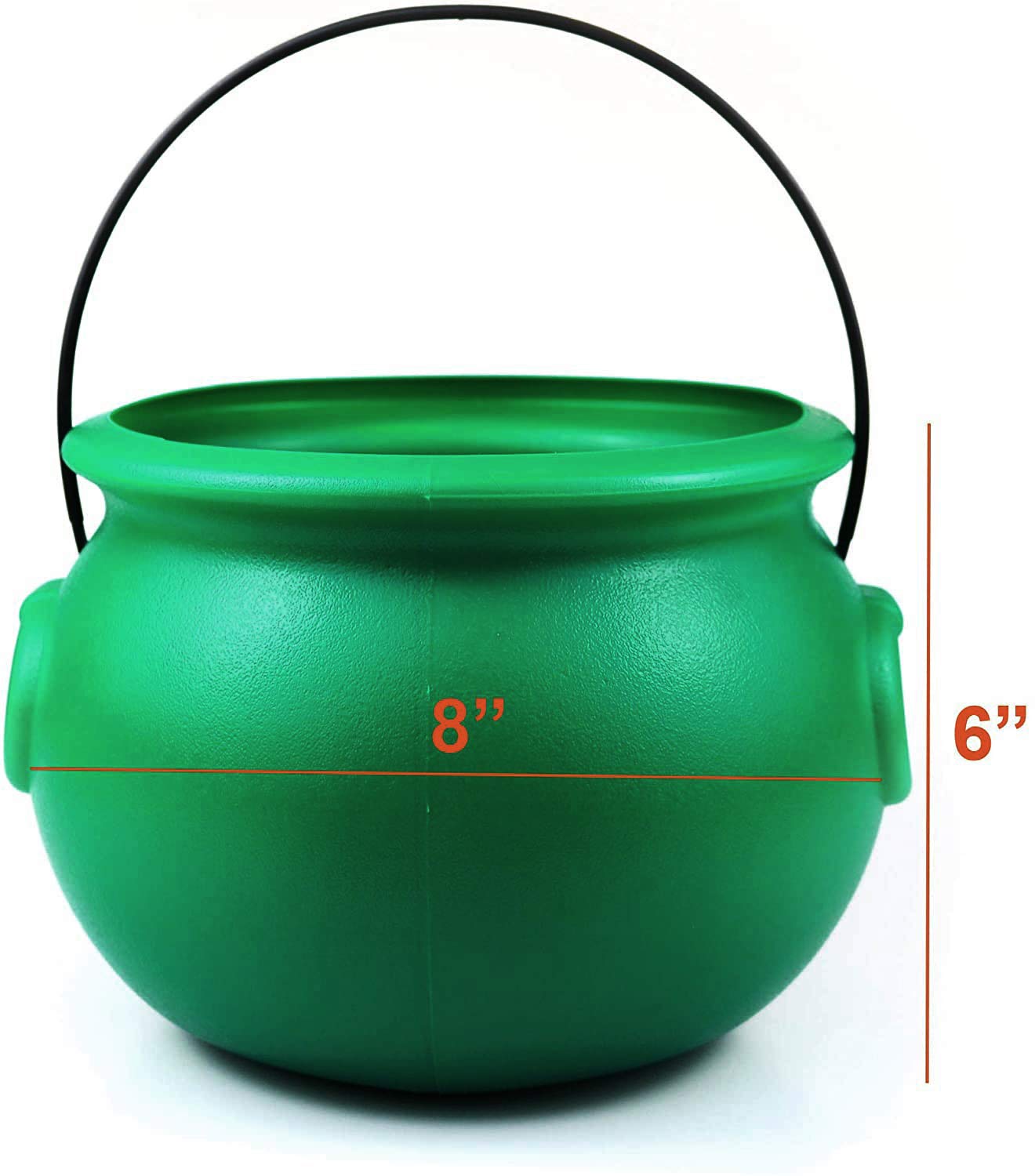 GIFTEXPRESS 8" Green Cauldron Kettle for St Patrick Day, Mardi Gras, Halloween, Pot of Gold Pot, Lucky Leprechaun Kettle, Plastic Cauldron
